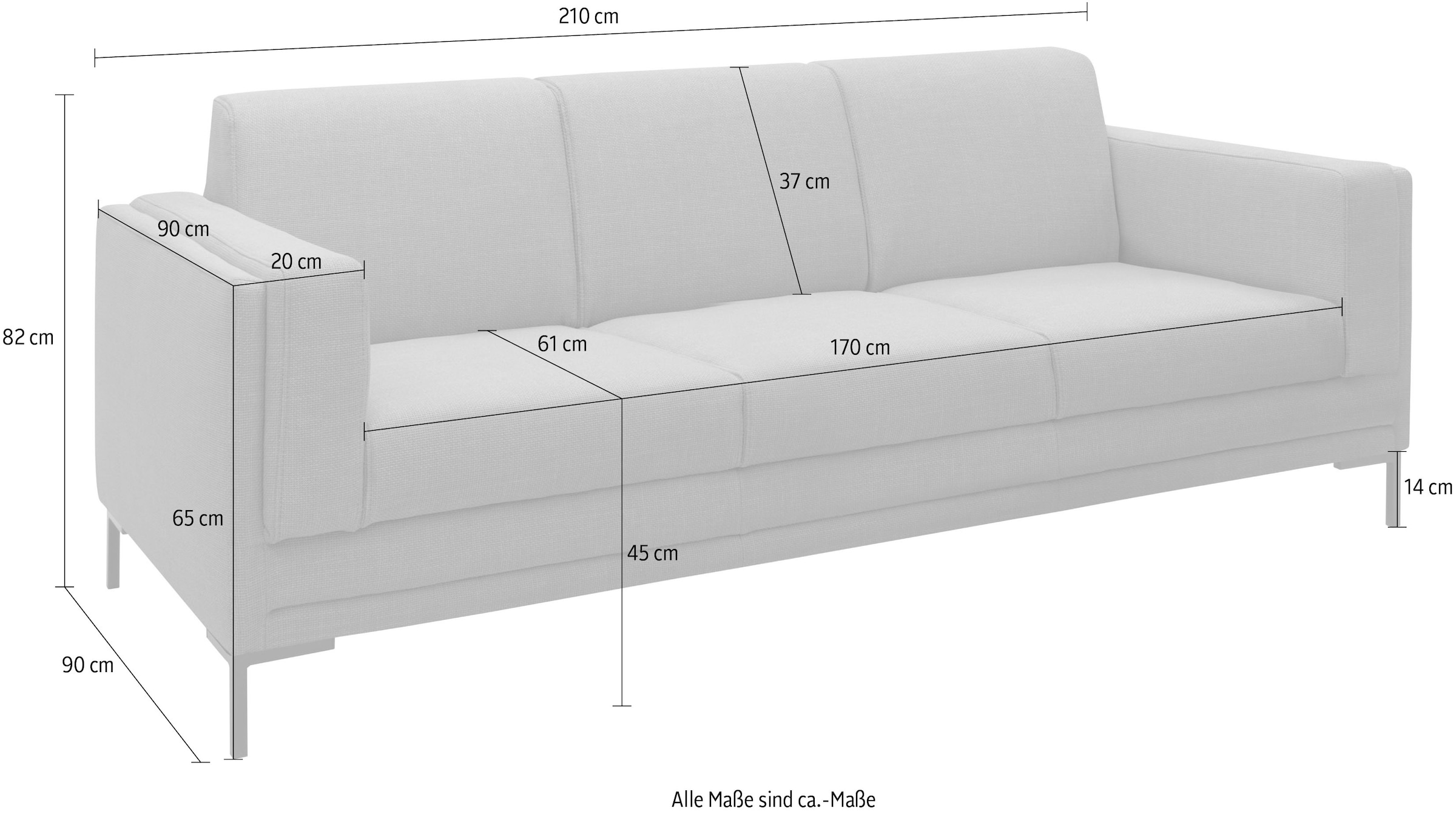 LOOKS by Wolfgang Joop 3-Sitzer »LOOKS VII«, klare Linien, edles Design