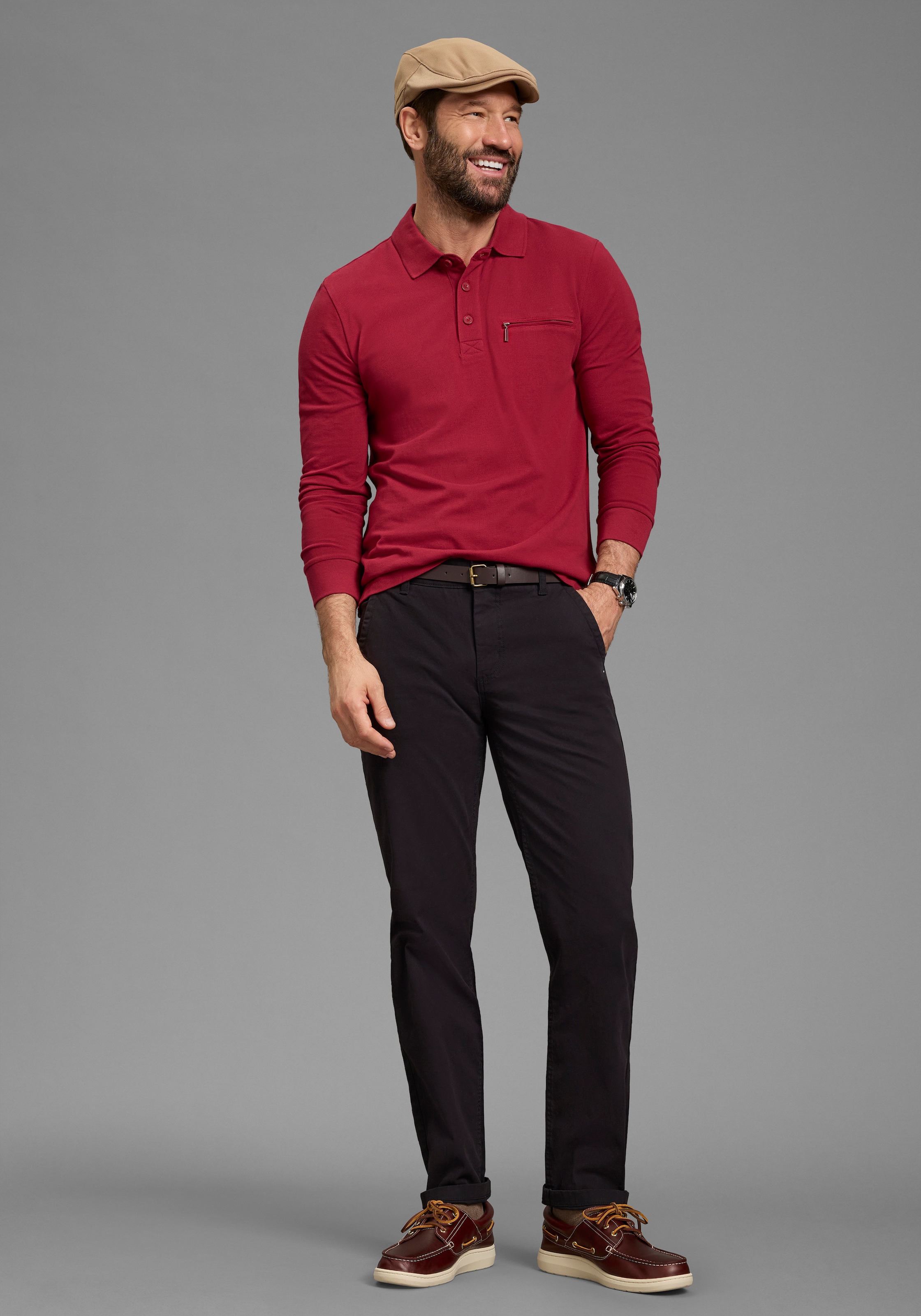 Man's World Langarm-Poloshirt »Neue Kollektion!« schmale Passform, Langarm, mit Reissverschlusstasche