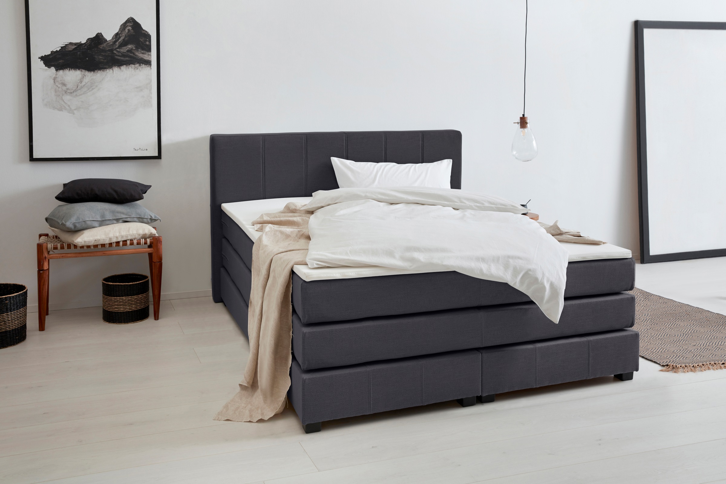 Image of GOODproduct Boxspringbett "Peetu" Taschenfederkern-Matratze, in 4 Breiten und 4 Farben, incl. Topper