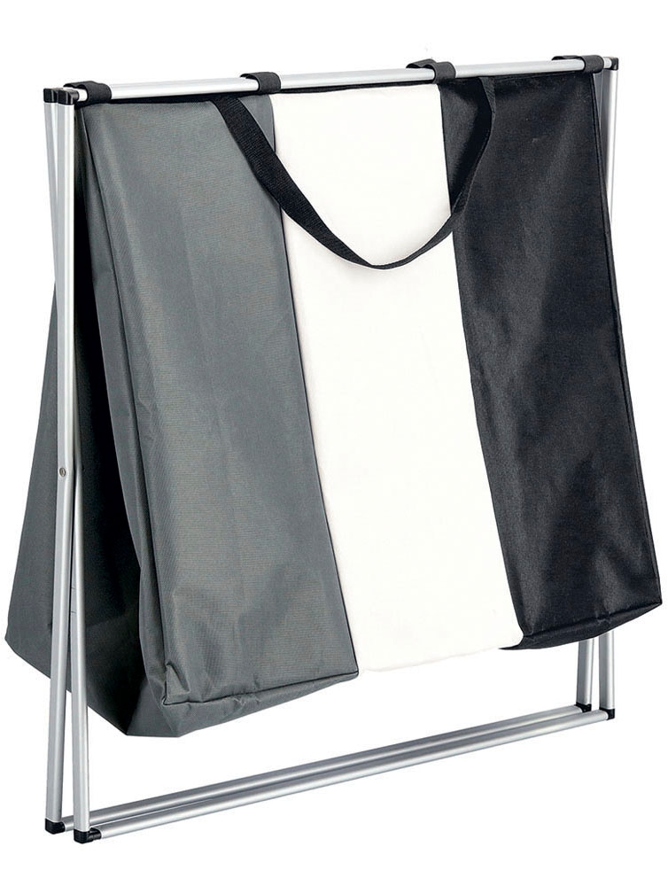 Zeller Present Wäschesortierer 3 Fächer, Polyester/Aluminium