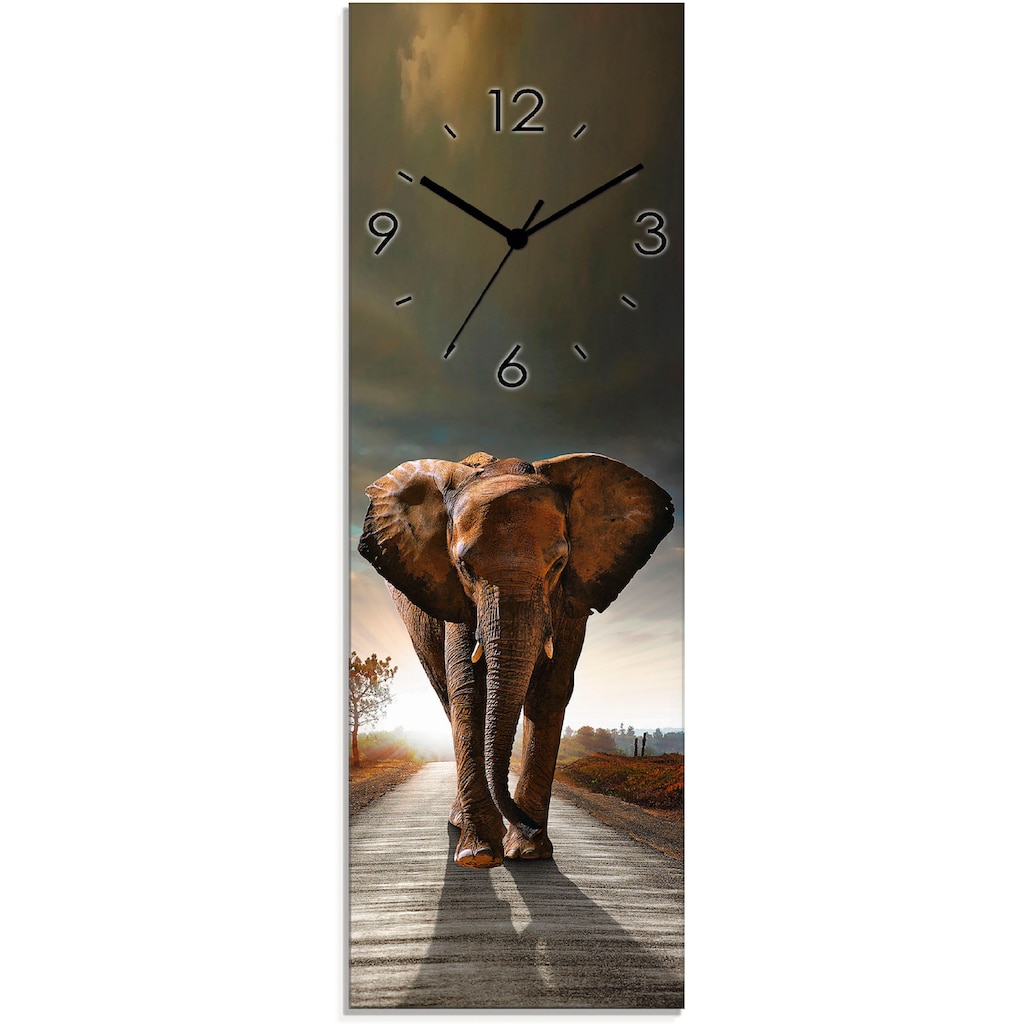 Artland Wanduhr »Ein Elefant läuft auf der Strasse«