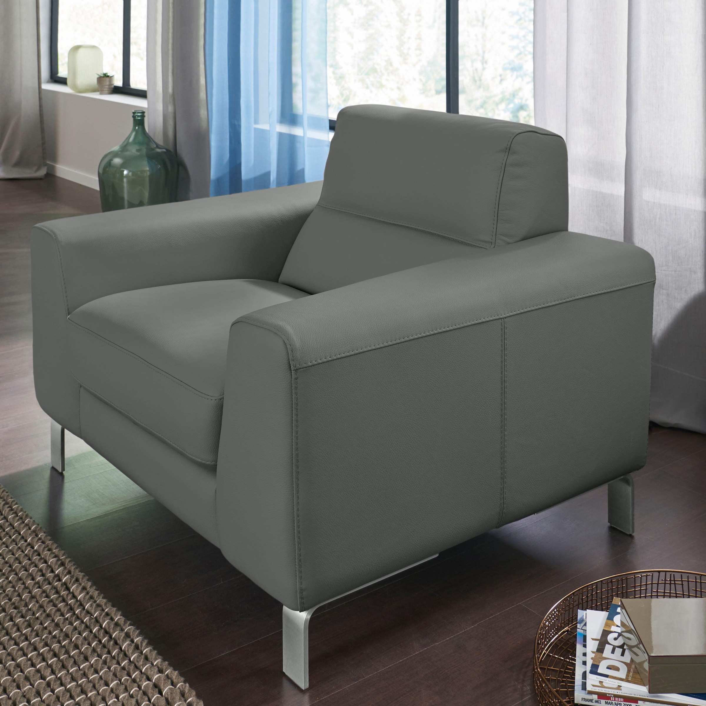 CALIA ITALIA Sessel »Simon Loungesessel, Designsessel, sehr bequem«, in zwei Lederqualitäten