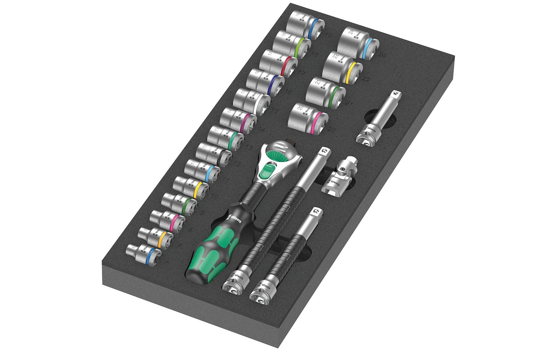 Image of Wera Ratsche "Wera 9721 Schaumstoffeinlage 8000 B Zyklop" 23 Stk. tlg.