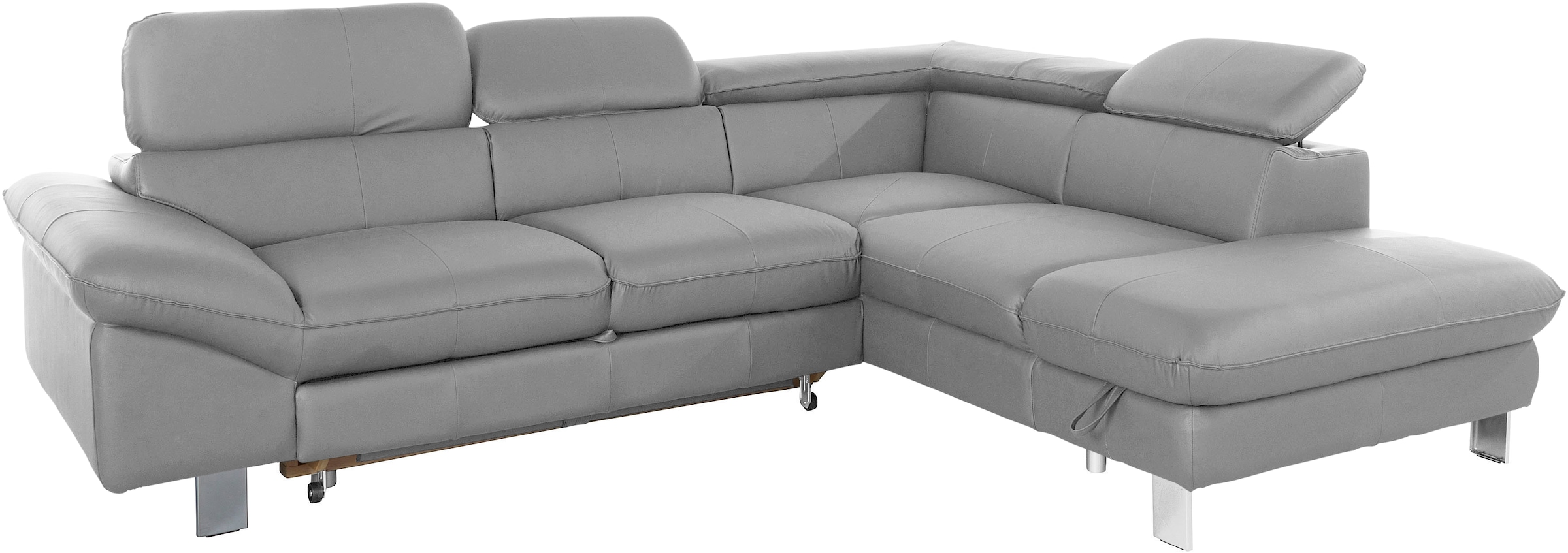 COTTA Ecksofa »Driver L-Form, B: 265 cm, moderne Couch mit Wellenunterfederung, Leder« inkl. 3x Kopfteilverstellung, optional mit Schlaffunktion + Stauraum