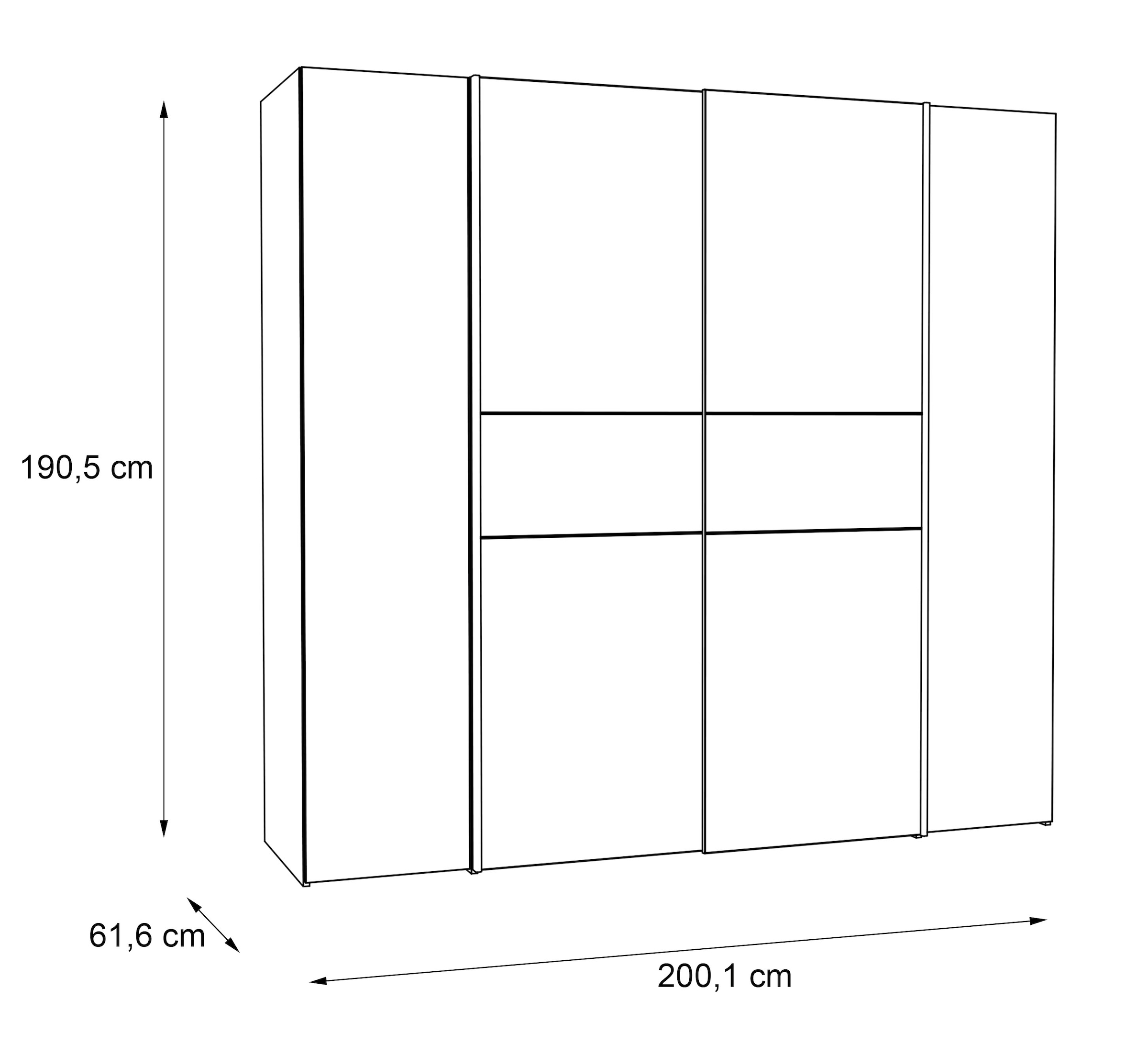 FORTE Kleiderschrank »Kalixtus, Made in Europe« B/H/T ca. 200x190x60 cm, 2 Schiebetüren, 2 Drehtüren, 8 Einlegeböden,  Kombination aus Dreh- und Schwebetüren, mehrere Farben