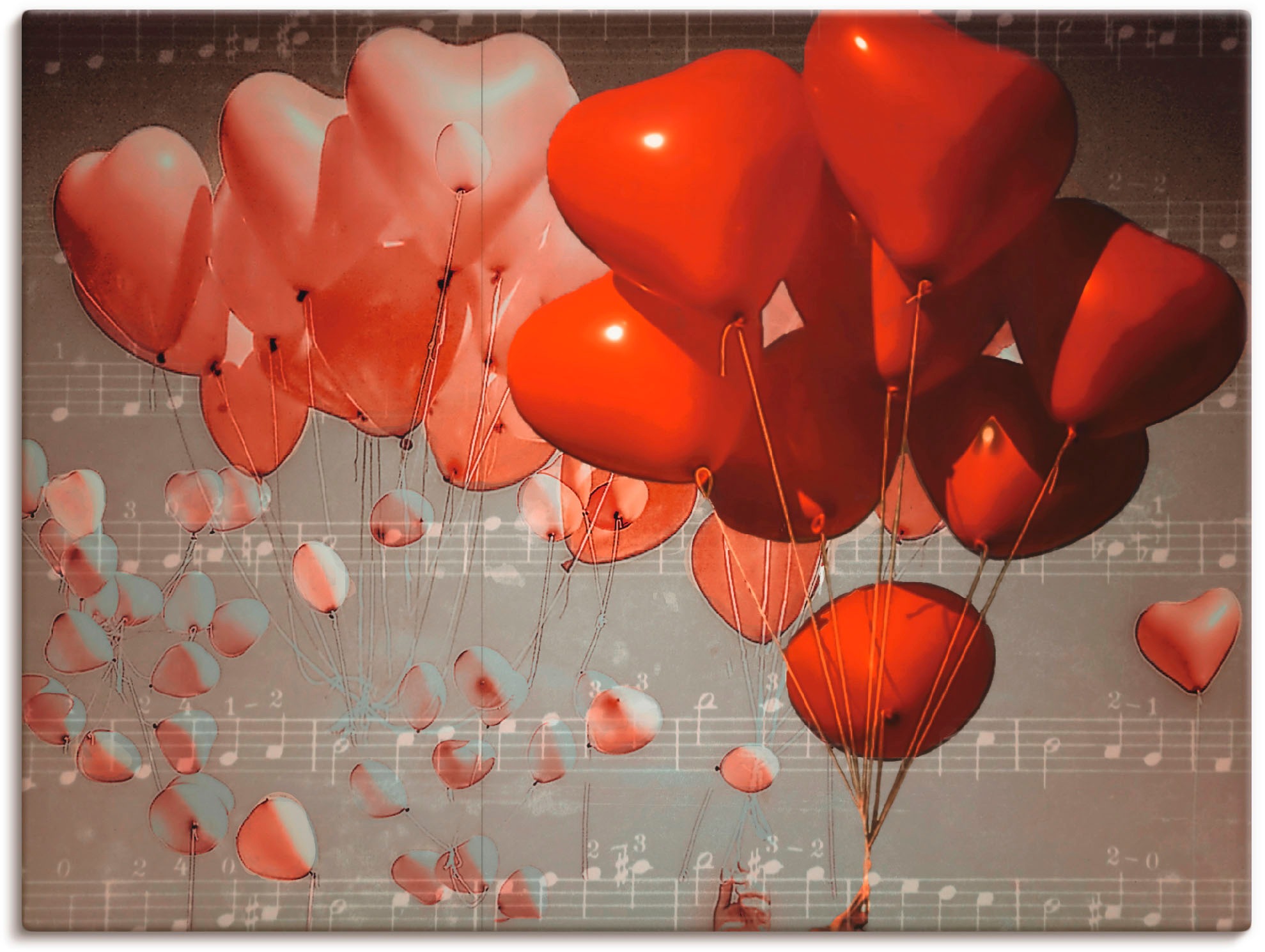 Image of Artland Wandbild »Rote Herzen«, Herzen, (1 St.), in vielen Grössen & Produktarten -Leinwandbild, Poster, Wandaufkleber / Wandtattoo auch für Badezimmer geeignet bei Ackermann Versand Schweiz