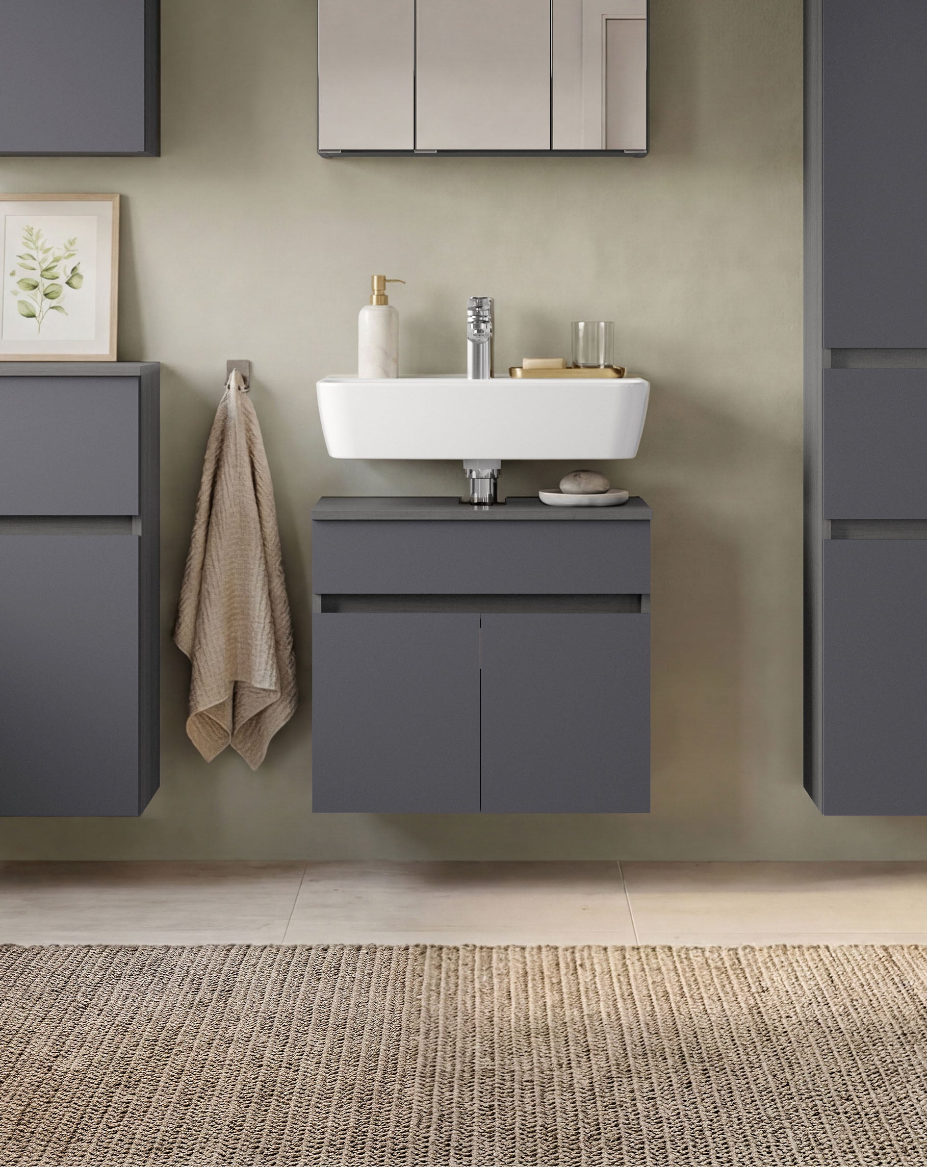 GOODproduct Badmöbel-Set »BOZEN, 4-tlg. Unterbecken-Set - Seitenschrank«