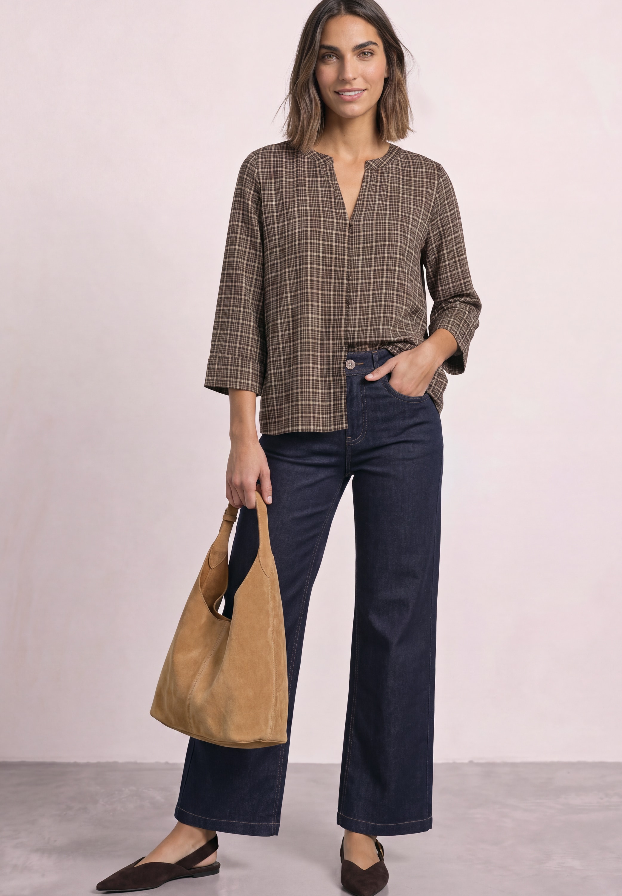 STREET ONE 3/4-Tunika-Bluse mit Splitneck und Allover-Print