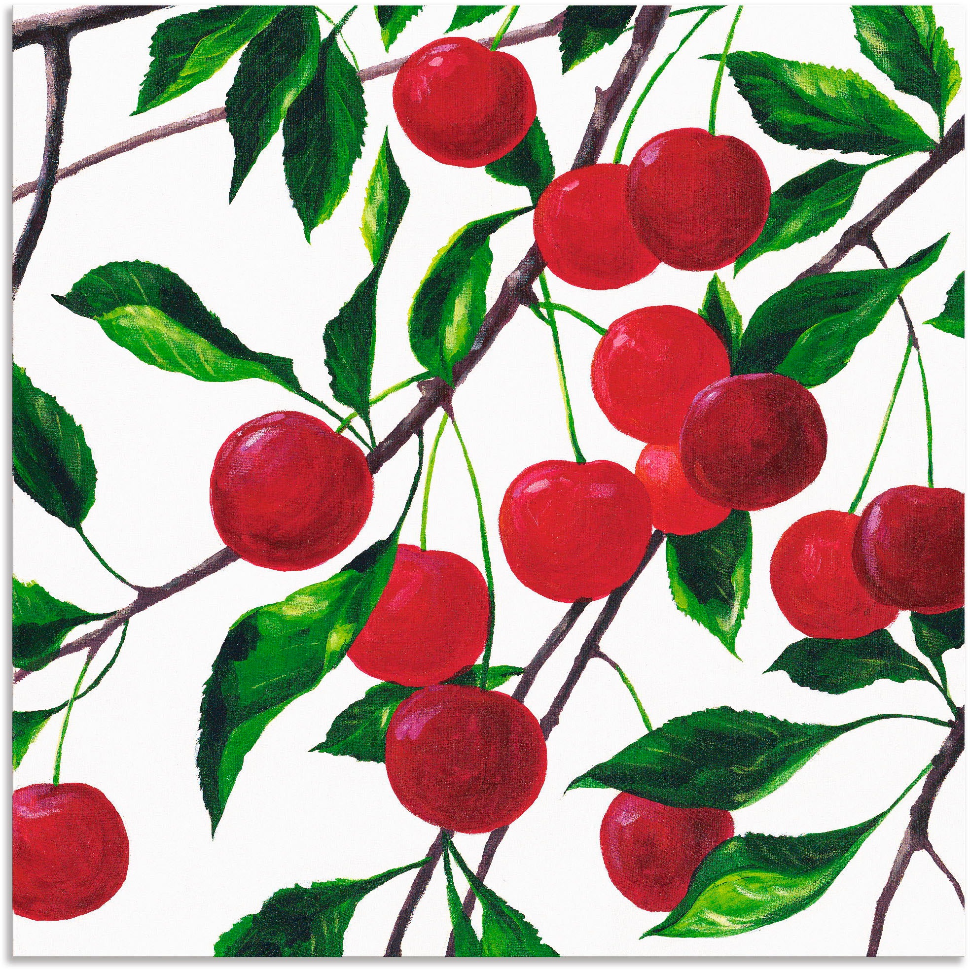Image of Artland Wandbild »Rote Kirschen«, Bäume, (1 St.), in vielen Grössen & Produktarten - Alubild / Outdoorbild für den Aussenbereich, Leinwandbild, Poster, Wandaufkleber / Wandtattoo auch für Badezimmer geeignet bei Ackermann Versand Schweiz