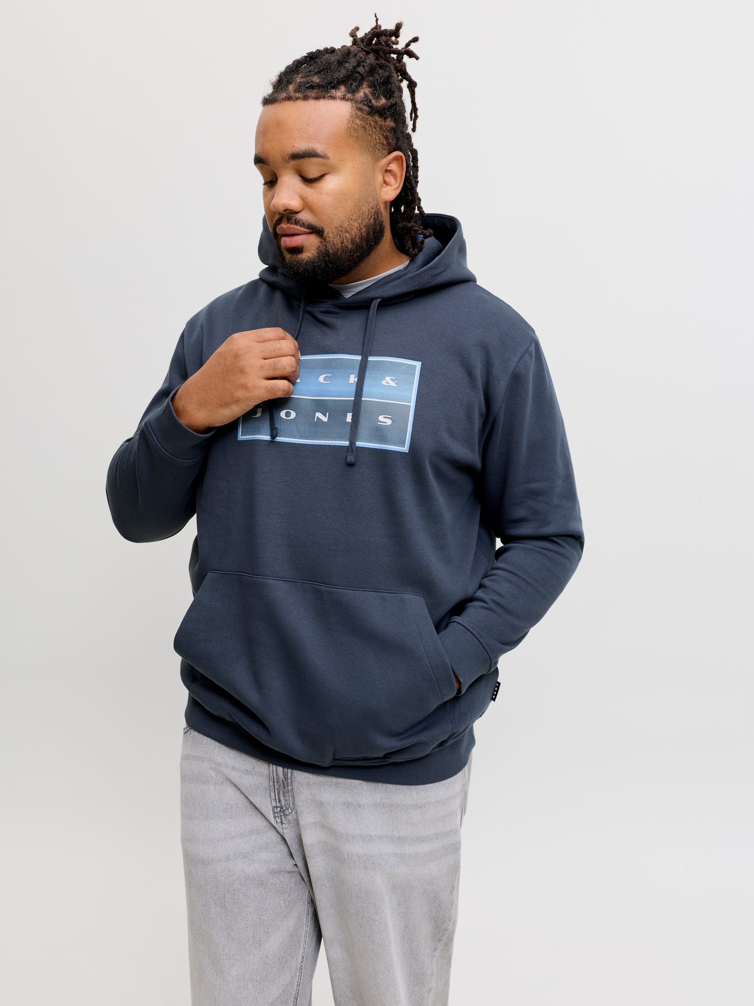 Jack & Jones PlusSize Sweat à capuche »JCOFUSION BOX SWEAT HOOD PLS«, mélange coton, coupe régulière
