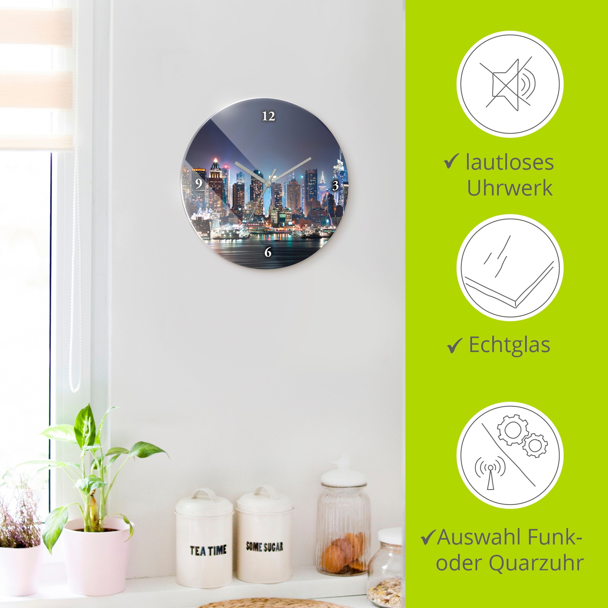 Artland Horloge murale »New York City Times Square« wahlweise mit Quarz- oder Funkuhrwerk, lautlos ohne Tickgeräusche