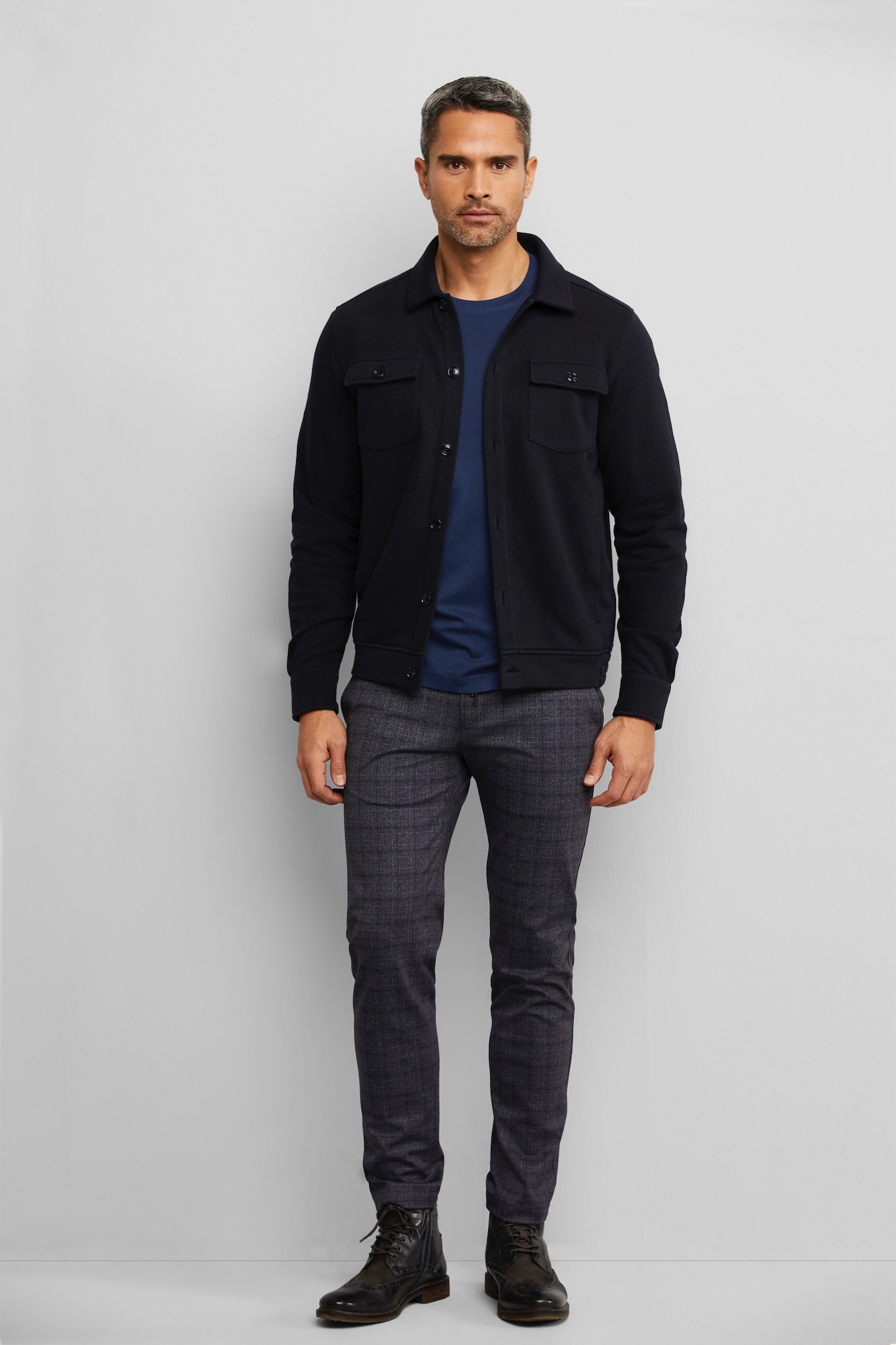 bugatti Sweatjacke, in Hemdoptik