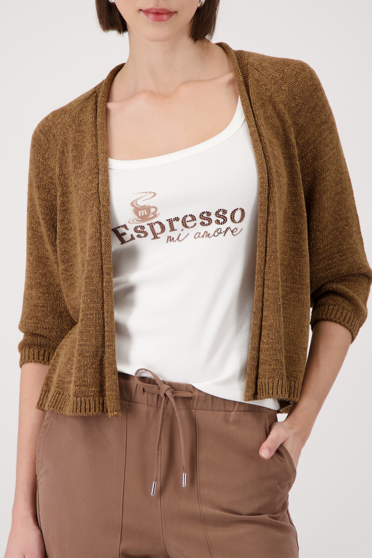 Monari Veste en tricot »Jacke Stricküberwurf Basic« Regular fit mit Halbarm