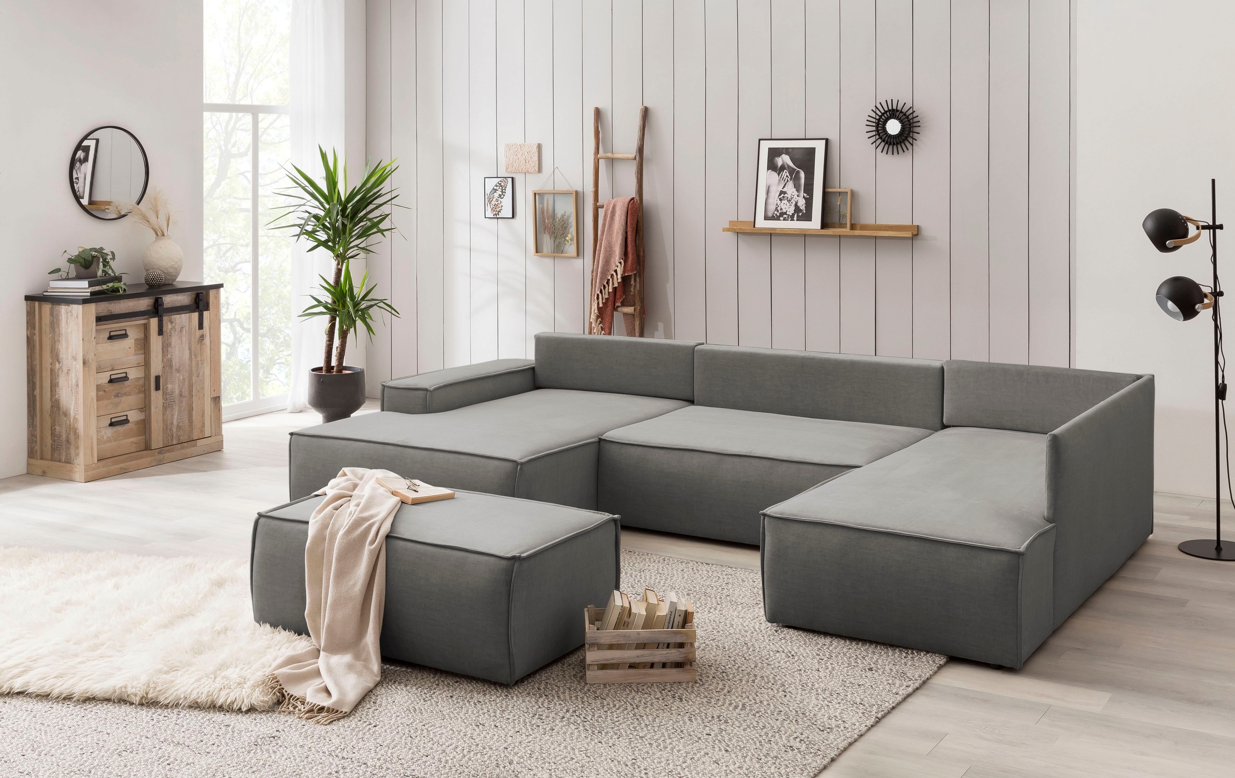 GOODproduct Paysage de salon »SHERWOOD U-Form, 329 cm - OTTO. Verlässliche Qualität.« Schlaffunktion m. Bettkasten (194x139 cm), Cord, Vintage, Samtvelours