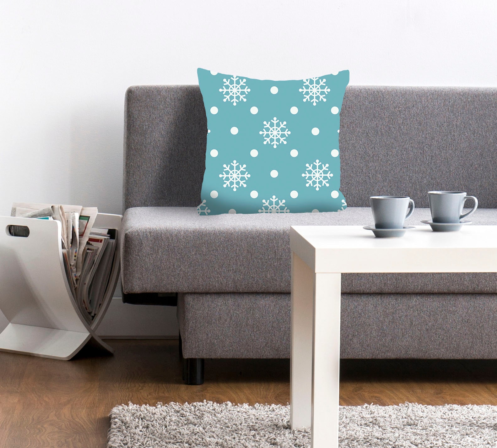 Image of queence Dekokissen "Snowy" mit weissen Schneeflocken