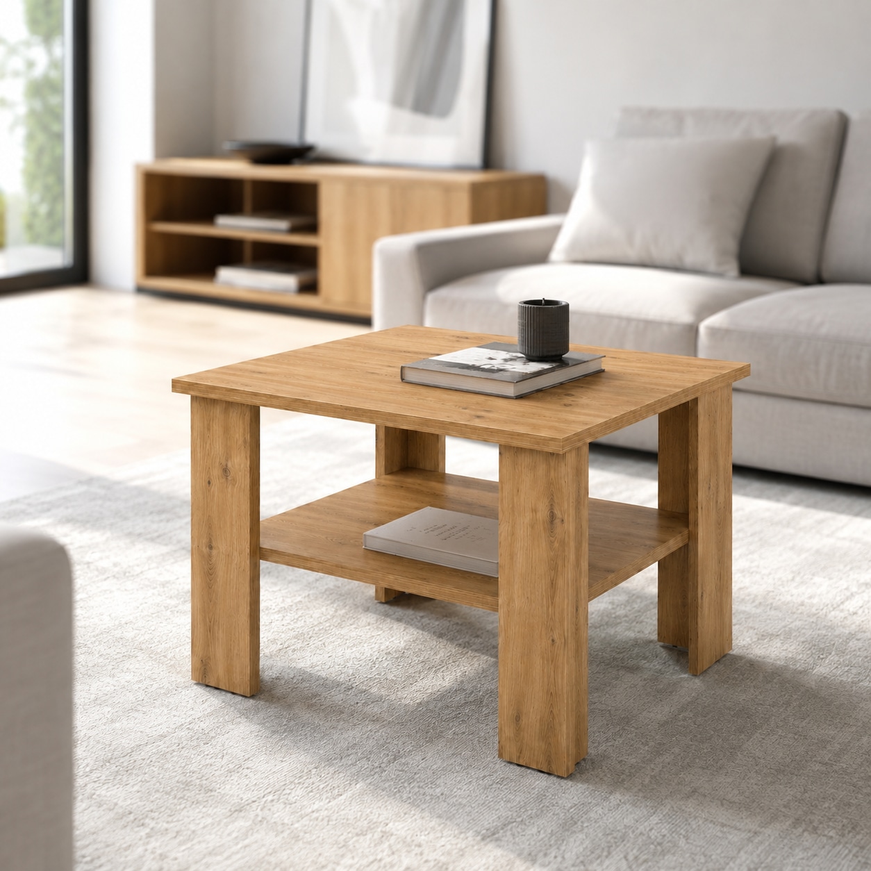 GOODproduct Couchtisch »CT 2 Wohnzimmertisch, Sofatisch, Beistelltisch, Kaffeetisch« Mit Ablage, quadratisch/rechteckig, weiss Hochglanz oder Artisan-Dekor