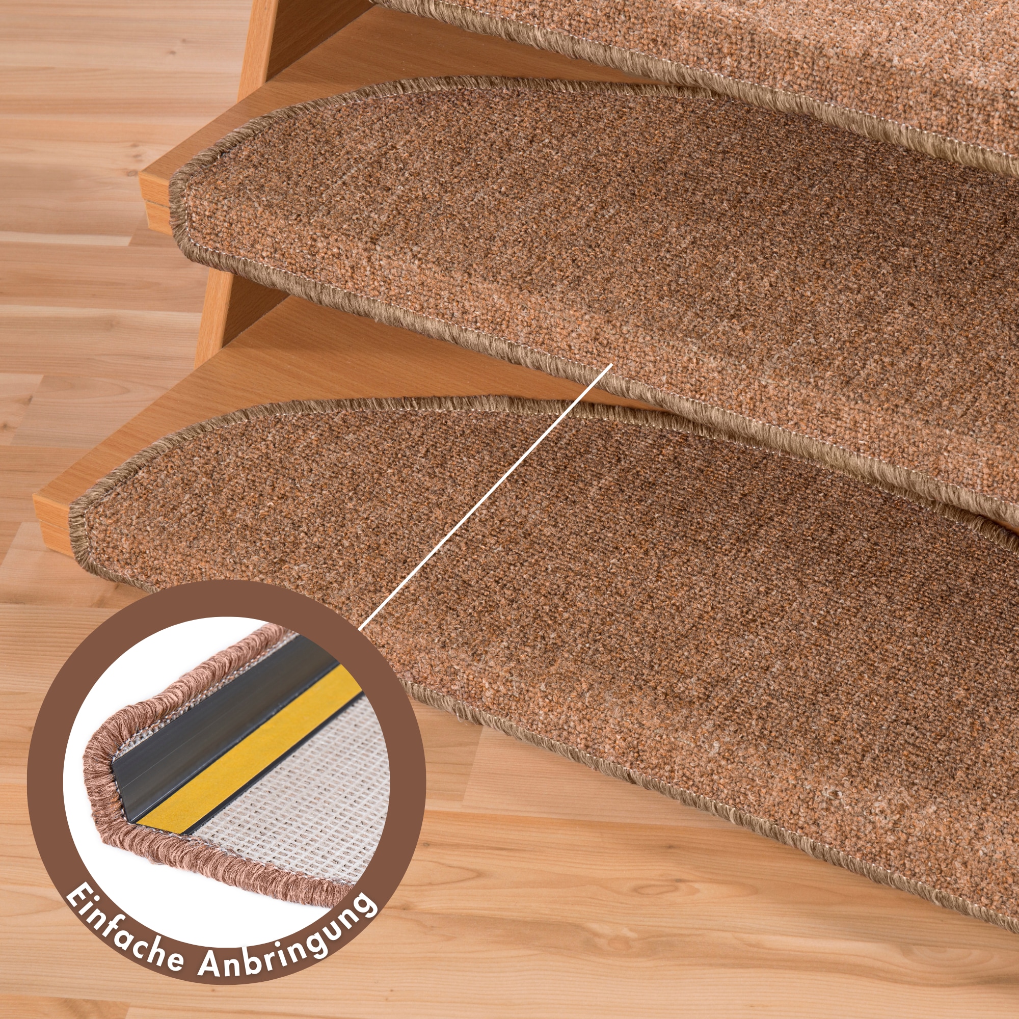Andiamo Tapis de marche »Bob, Made in Poland« Semicirculaire 4,5 mm Höhe melierte Schlinge, selbstklebend, Set mit 2 Stück oder 15 Stück