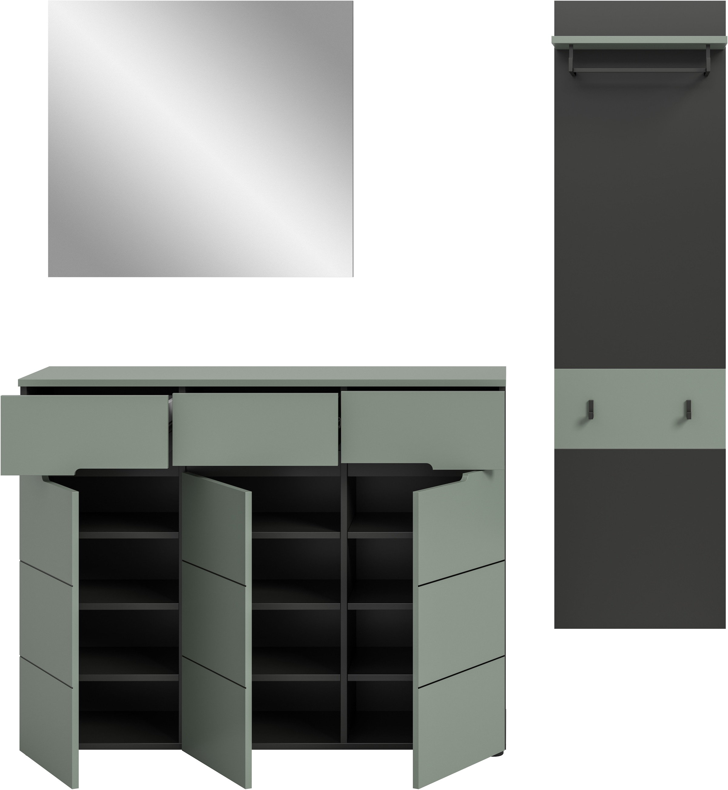 INOSIGN Ensemble de vestiaires »REHAT, TOPSELLER!, 3-teilig, Breite 180 cm, individuell erweiterbar« Set, bestehend aus: Kommode, Spiegel und Garderobenpaneel, 3 cuis tlg.