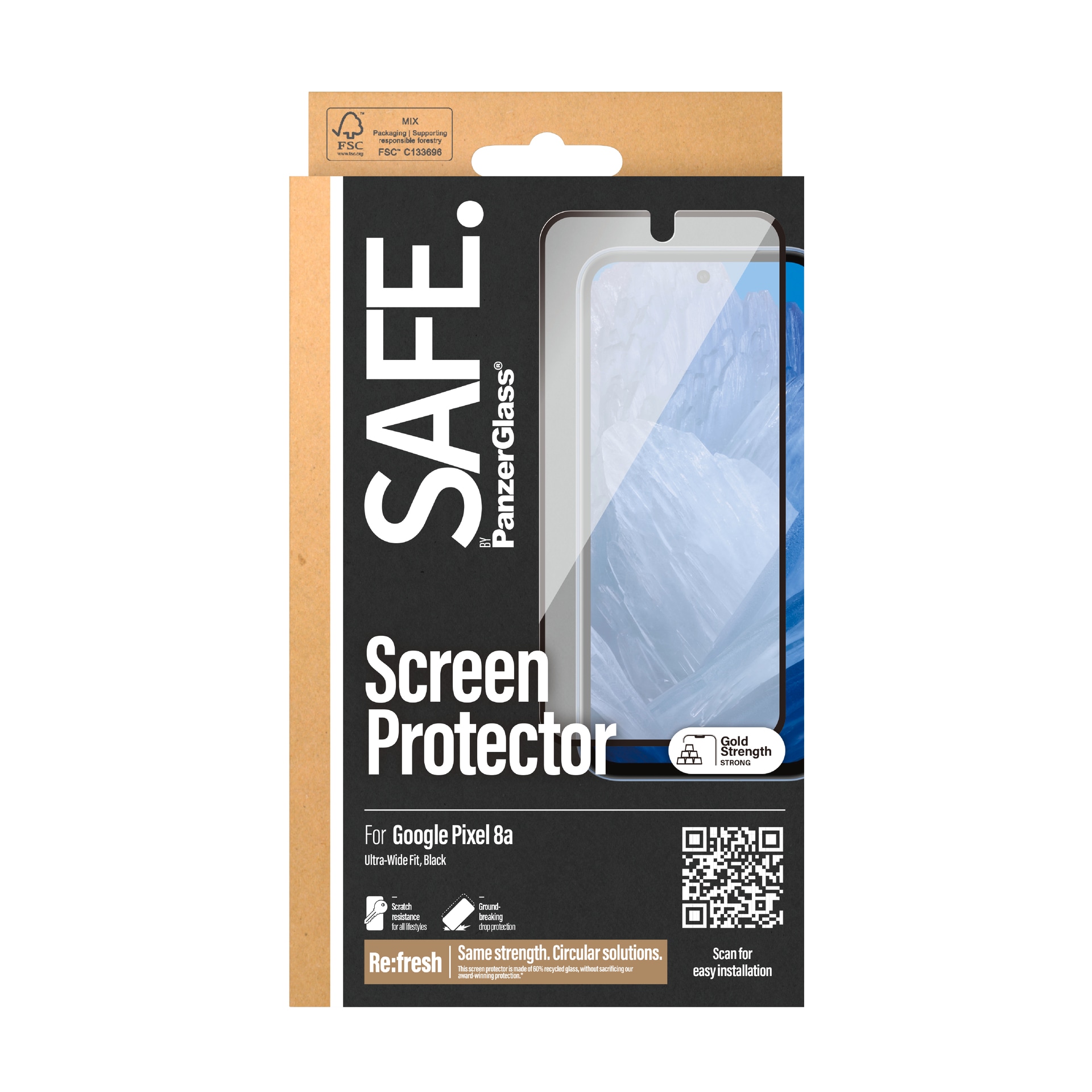 SAFE by PanzerGlass Displayschutzglas »Ultra-Wide Fit Screen Protection«, für Google Pixel 8a, Displayschutzfolie, Schutzfolie, Bildschirmschutz, kratz- & stossfest