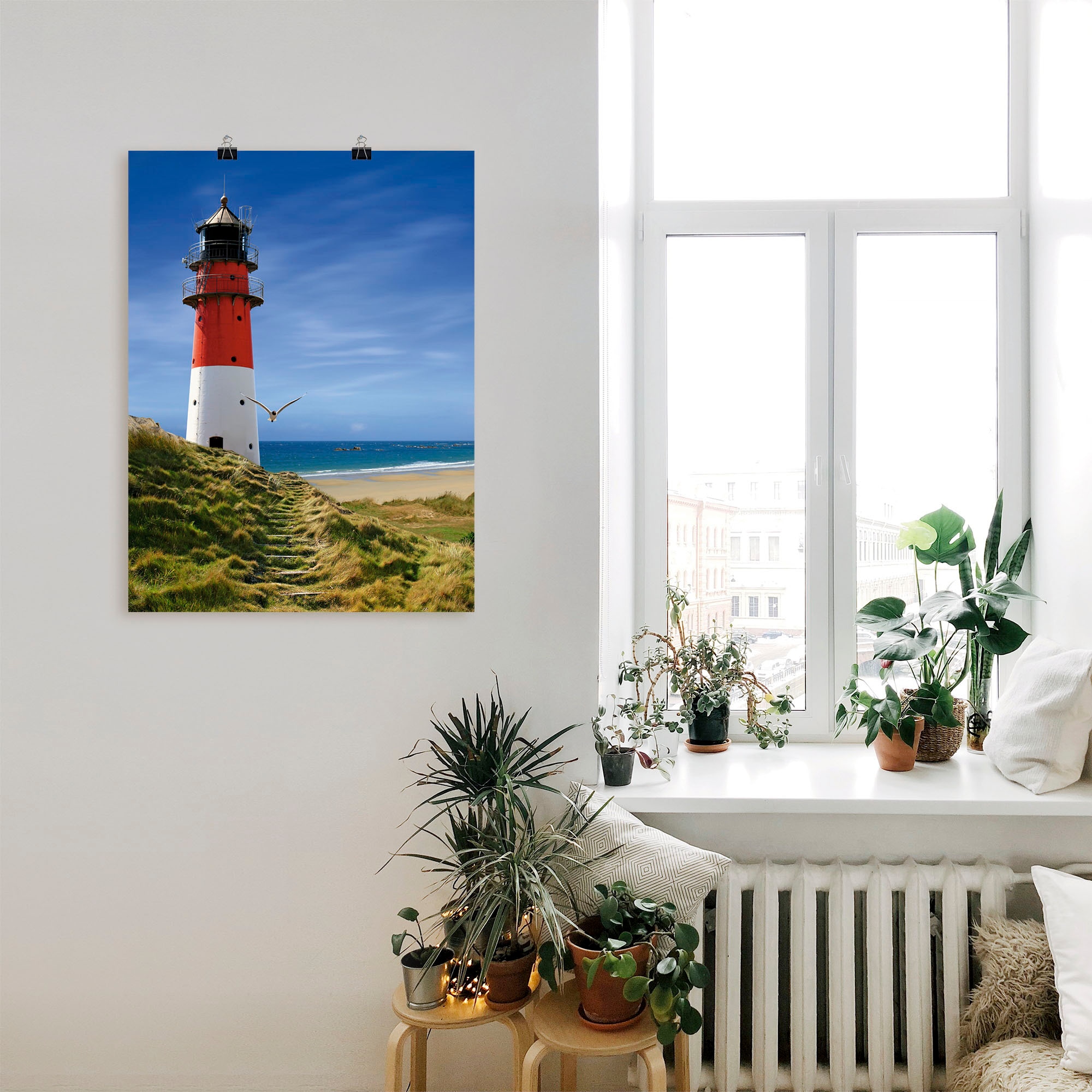 Artland Wandbild »Leuchtturm am Deich«, Gebäude, (1 St.), als Leinwandbild, Poster, Wandaufkleber in verschied. Grössen