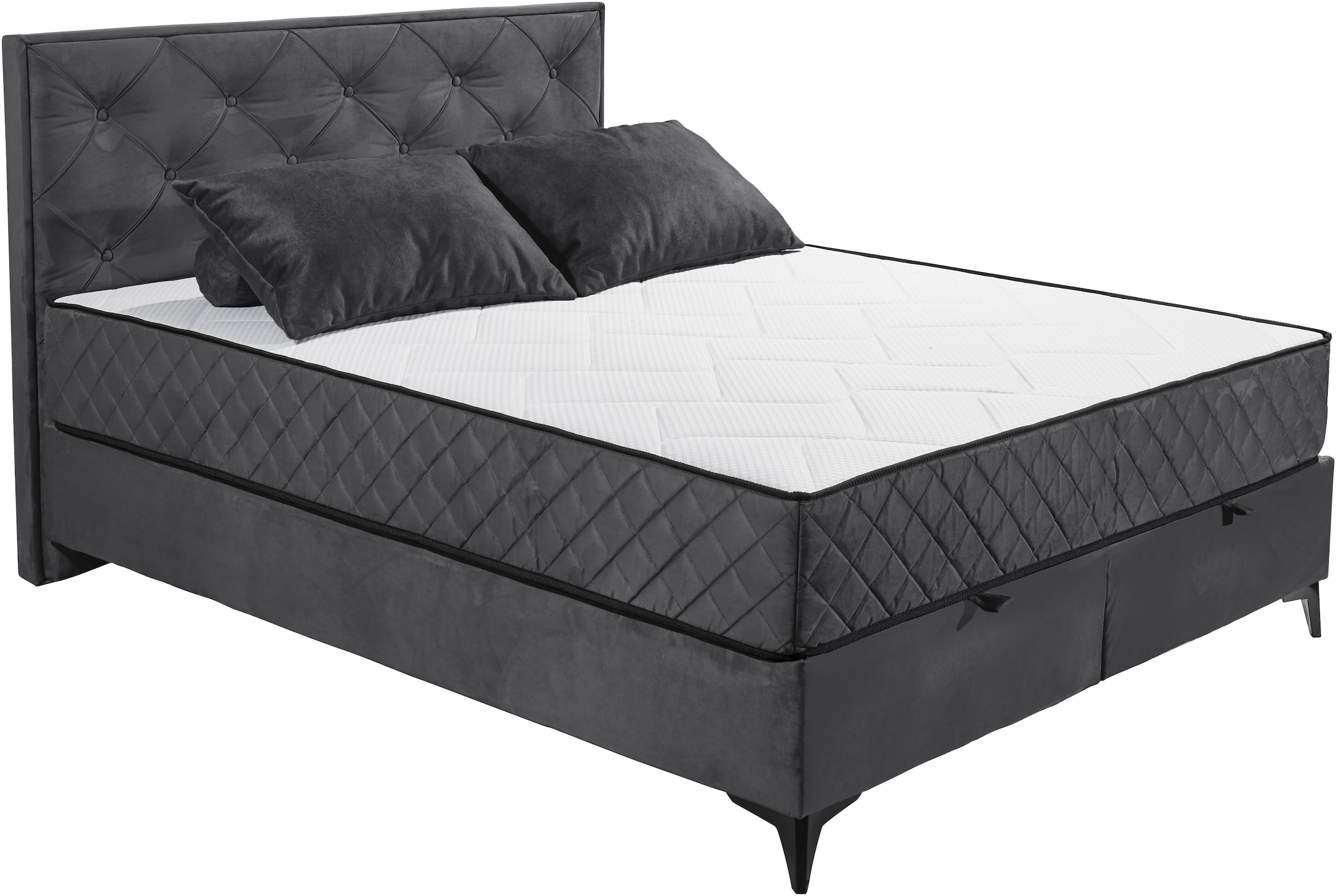 ED EXCITING DESIGN Boxbett »Monroe inkl. Bettkasten, erhältlich in den Breiten 160cm & 180cm« Duo-Matratze - feste Seite mit Kokosmatte