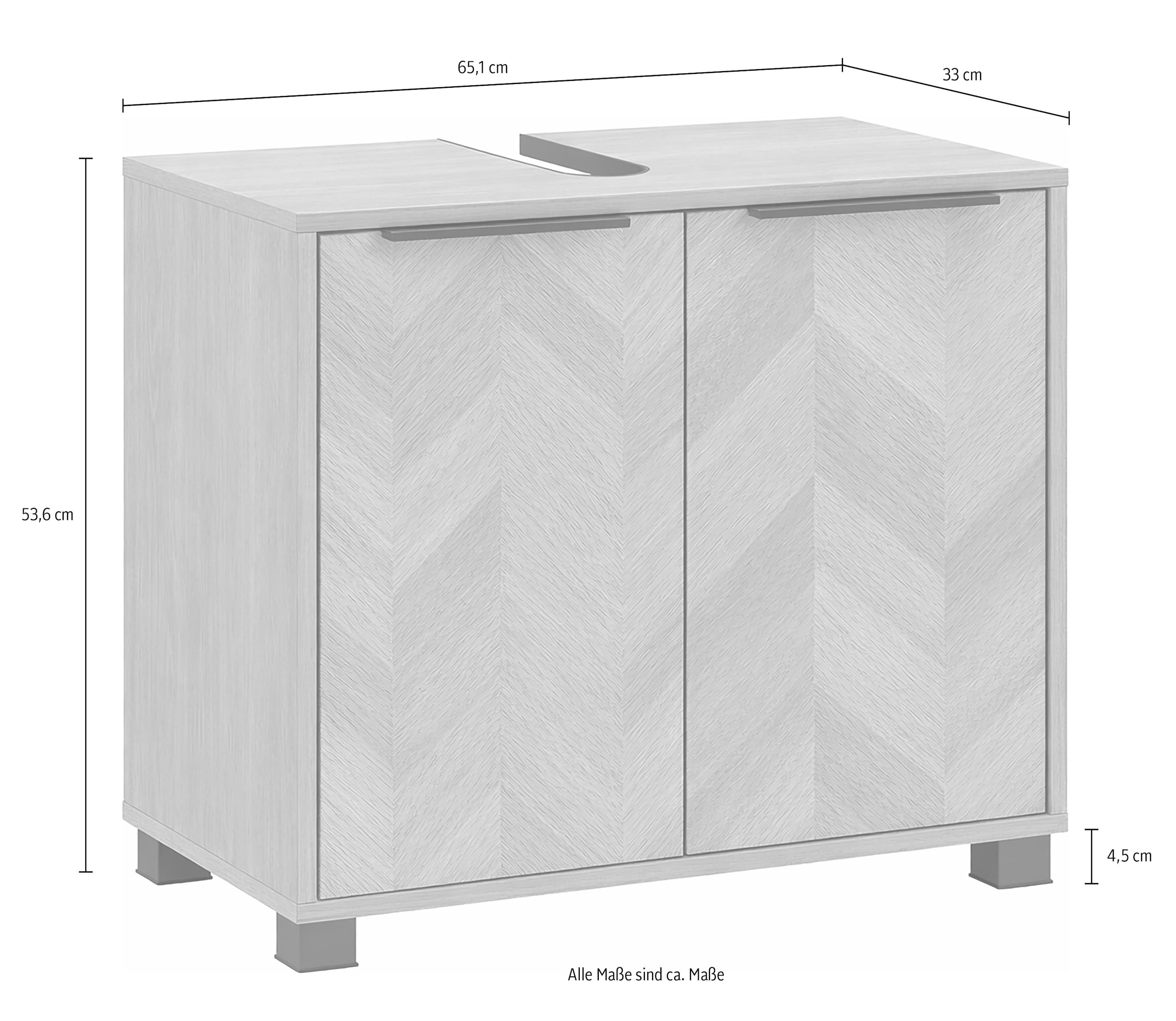 Schildmeyer Armoire sous lavabo »PIAZZA, 2 Türen, Breite 65,1 cm, MADE IN GERMANY« 1 cuis tlg. portes avec décor en arête de poisson, FABRIQUÉ EN ALLEMAGNE