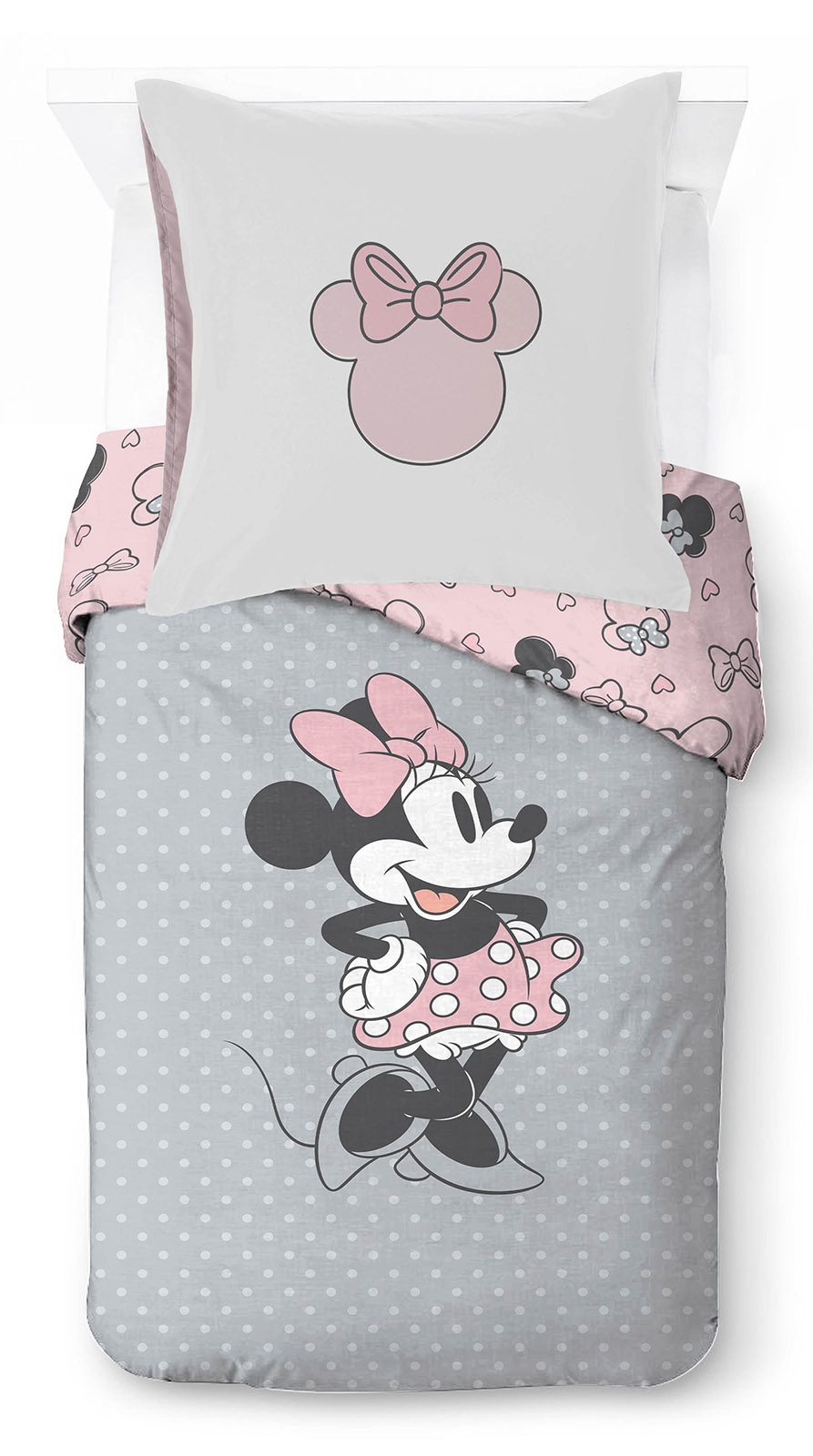 Image of Disney Kinderbettwäsche "Disney Minnie Mouse Bettbezug-Set 135x200 cm + Kissenbezug 80x80 cm" 2 tlg. 100 % Baumwolle, maschinenwaschbar, wendbar