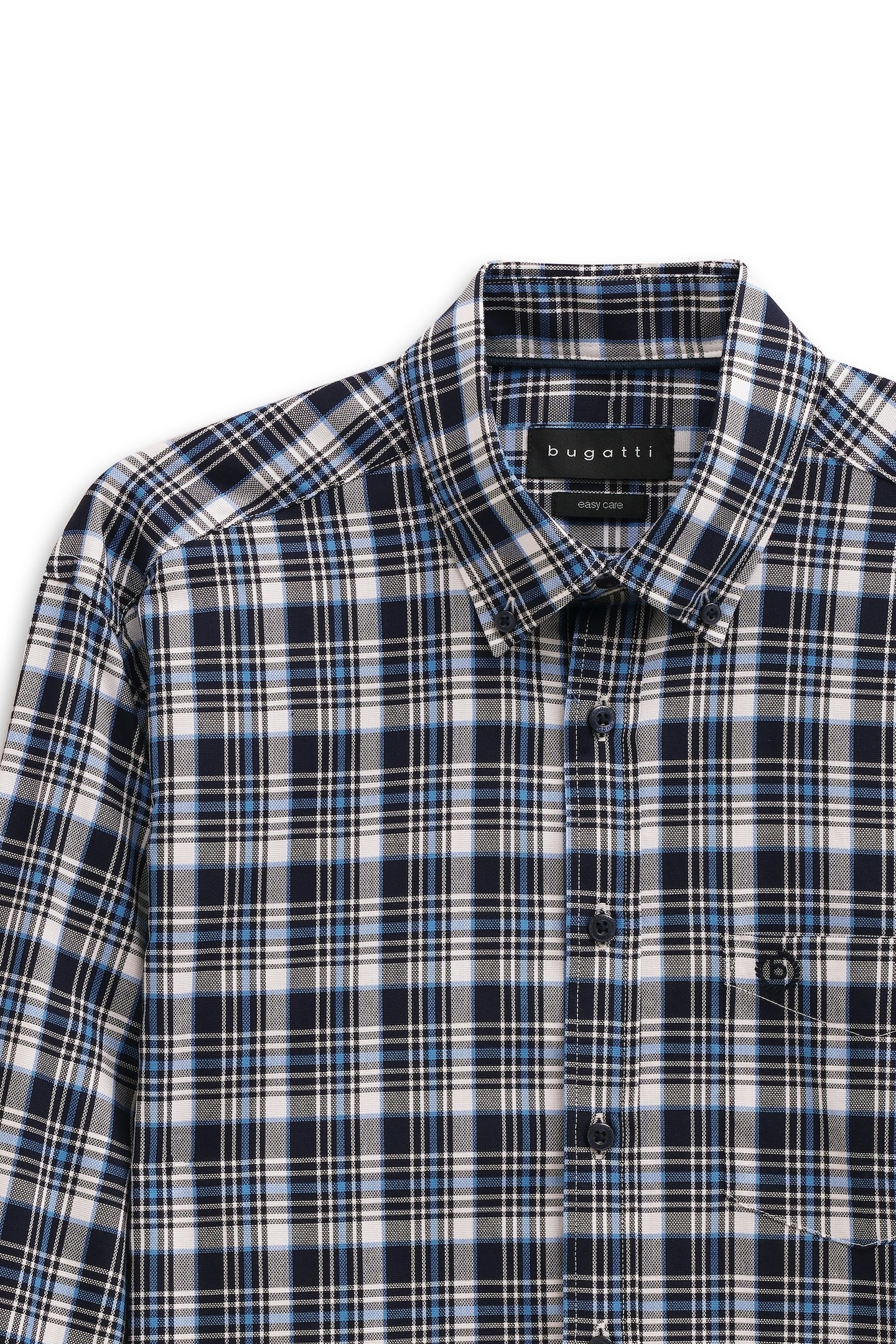 bugatti Chemise à manches longues »Modern Fit« kariert mit Brusttasche & Easy-Care