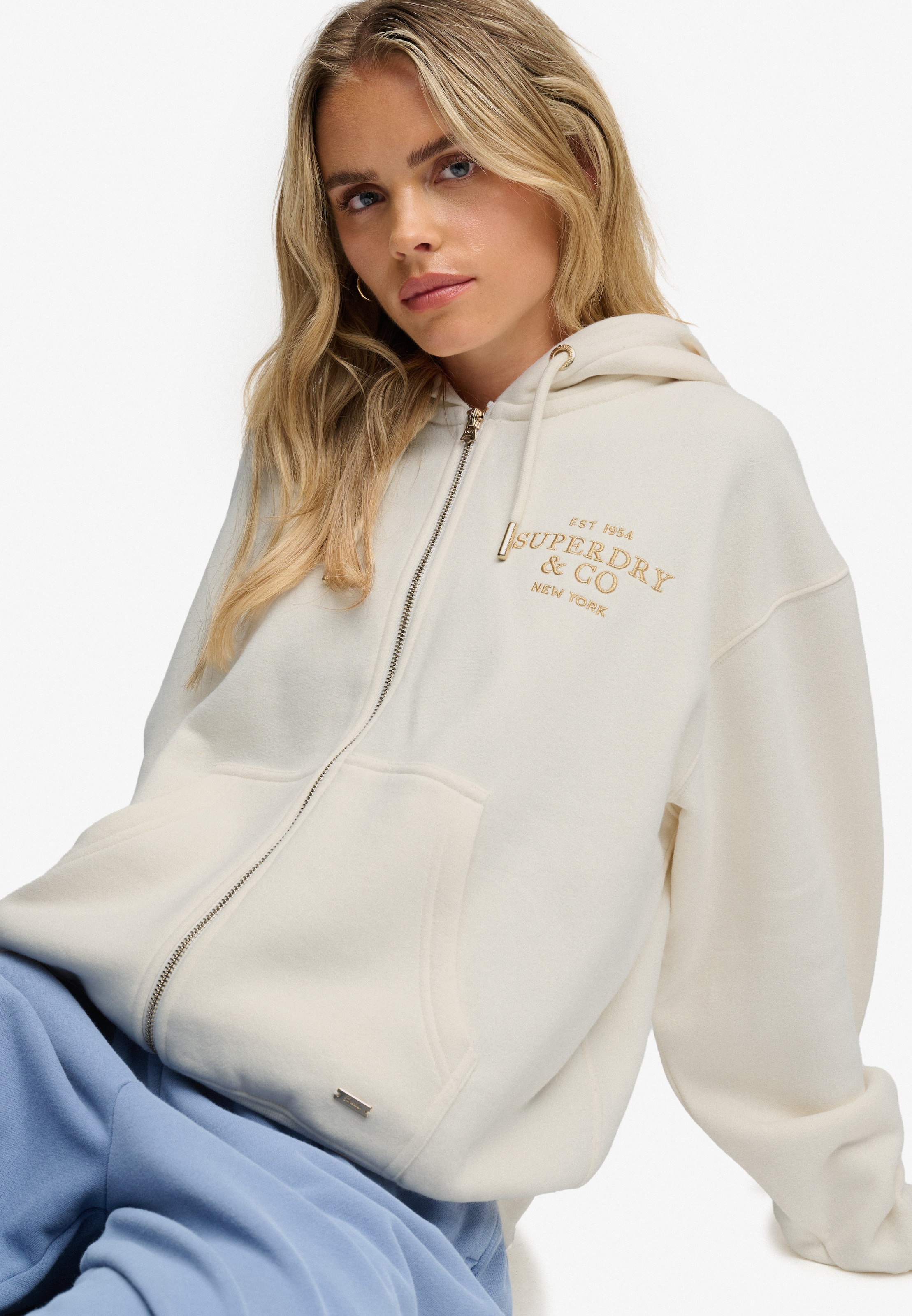 Superdry Sweat à capuche »LUXE FUR LINED ZIPHOOD« Baumwollmischung, relaxed fit