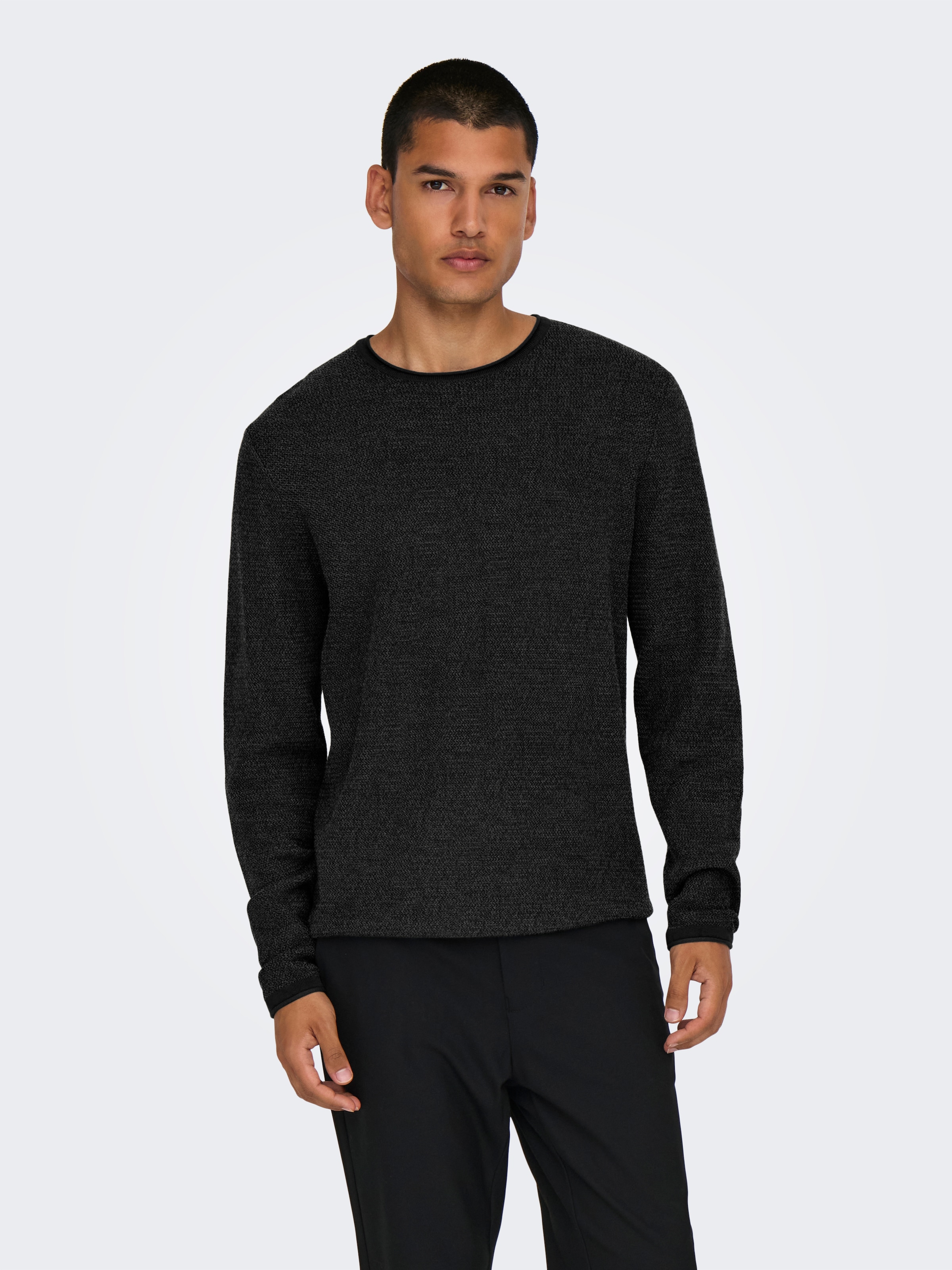 Image of ONLY & SONS Strickpullover "ONSERIC REG 12 STRUC CREW KNIT" Baumwolle, regular fit