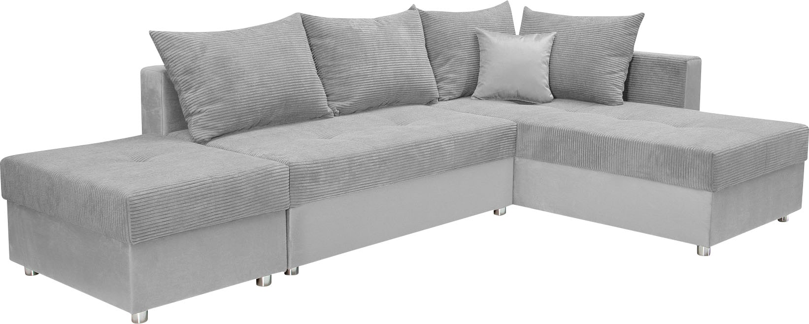 COLLECTION AB Ecksofa »Italia L-Form« mit Bettfunktion und Bettkasten, in Cord-Samt Mix