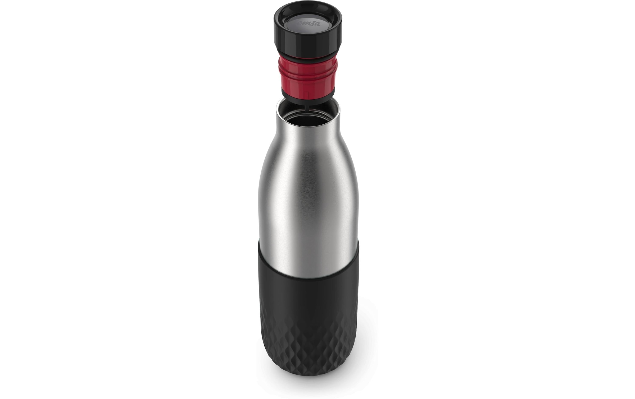 Emsa Gourde »Bludrop Sleeve« acier inoxydable/silicone, Quick-Press, 12h chaud/24h froid