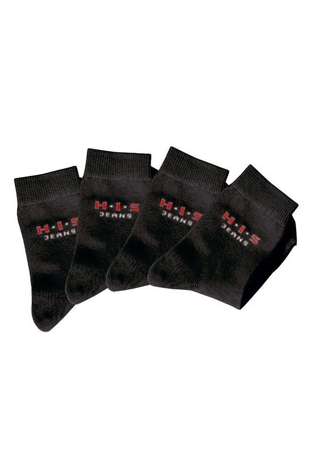 H.I.S Basicsocken, (Packung, 4 Paar), mit kontrasfarbenem Logo