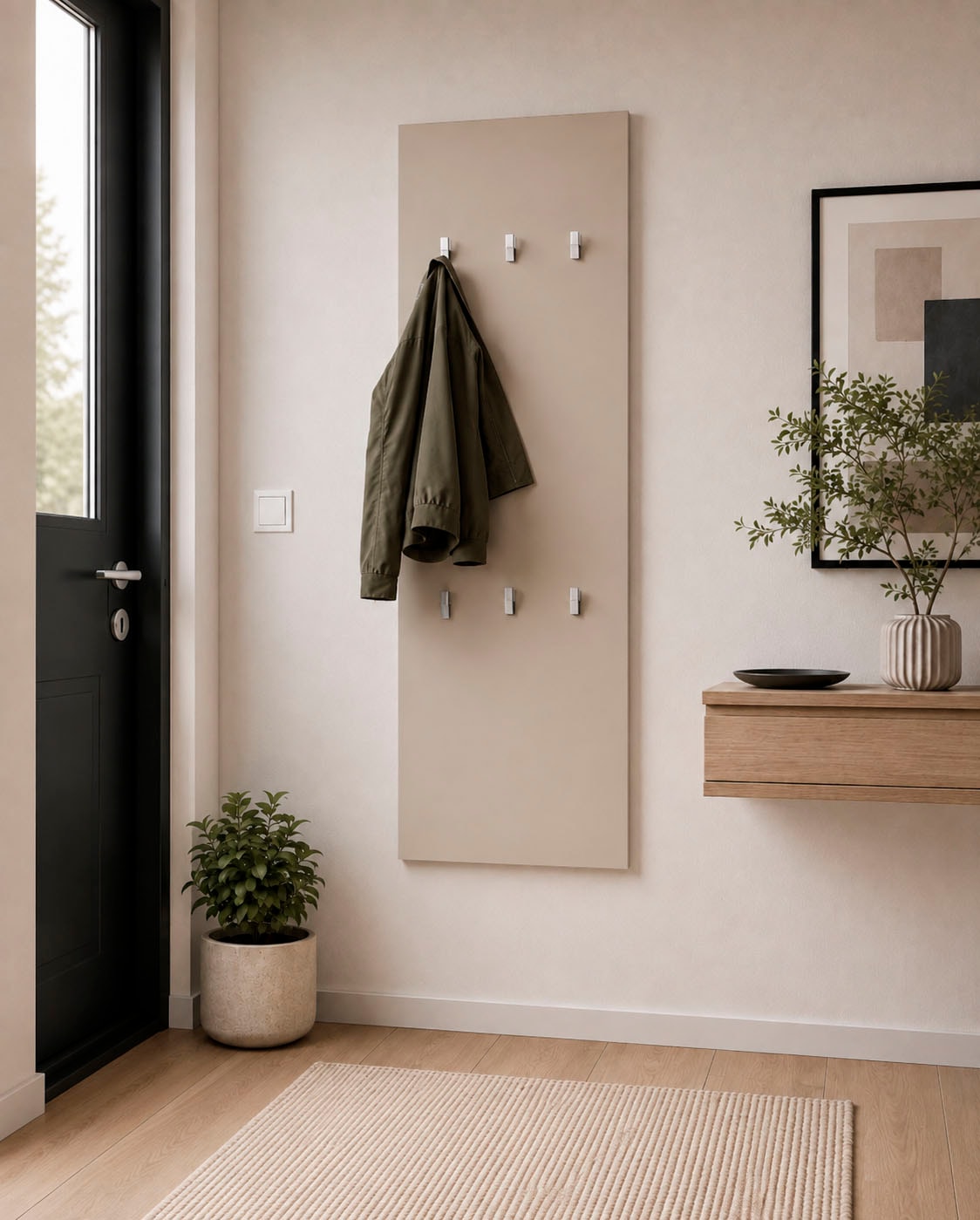 Image of borchardt Möbel Garderobenpaneel "Vaasa, 123x45cm mit Metallhaken" Garderobe hängend, 6 Haken, Wandgarderobe
