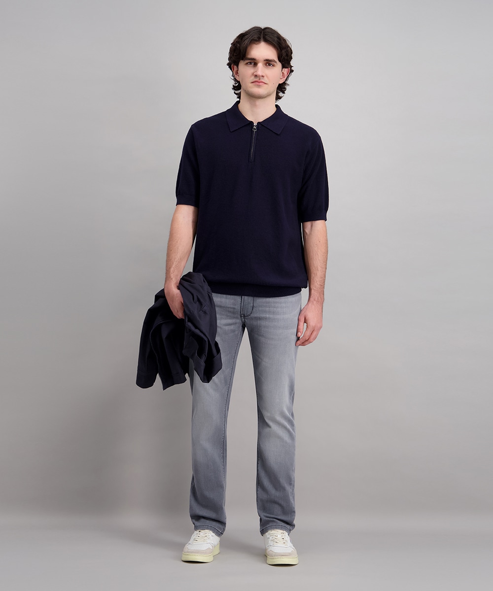 Pioneer Authentic Jeans Polo »Polo Strick mit zipper« Avec bord-côte