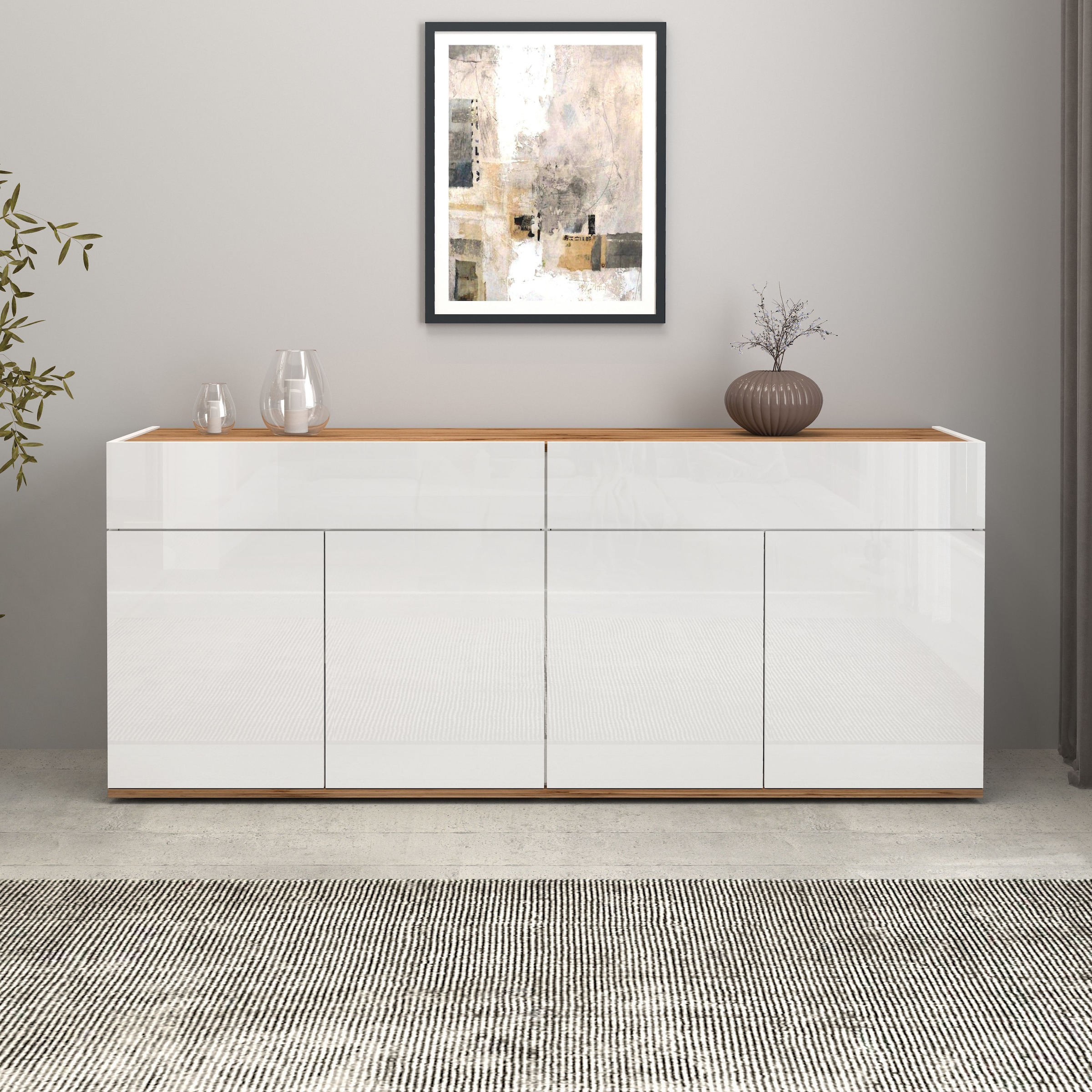 INOSIGN Sideboard »Garda, Kommode, Schrank, Kredenz«, 4 Türen, 2 Schubladen, grifflos Breite 160,1 cm