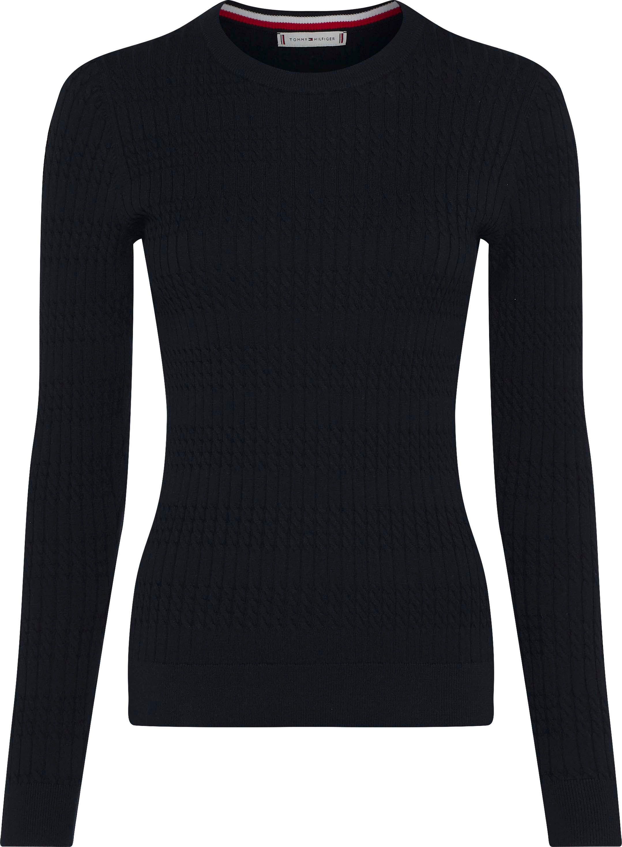 Image of Tommy Hilfiger Strickpullover »TH ESS CABLE C-NK SWEATER LS«, in modischem, kleinem Zopfmuster allover bei Ackermann Versand Schweiz
