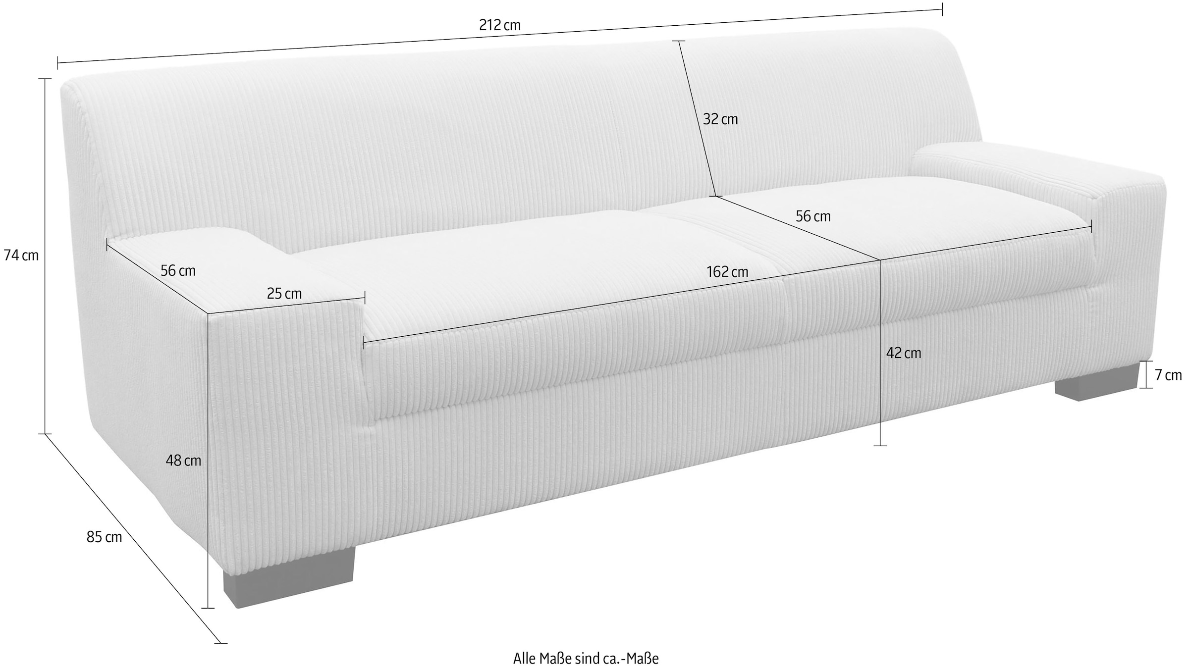 GOODproduct 3-Sitzer »Faxxe 212 x 85 cm, auch mit Schlaffunktion« aus pflegeleichtem, weichem Bezugsstoff