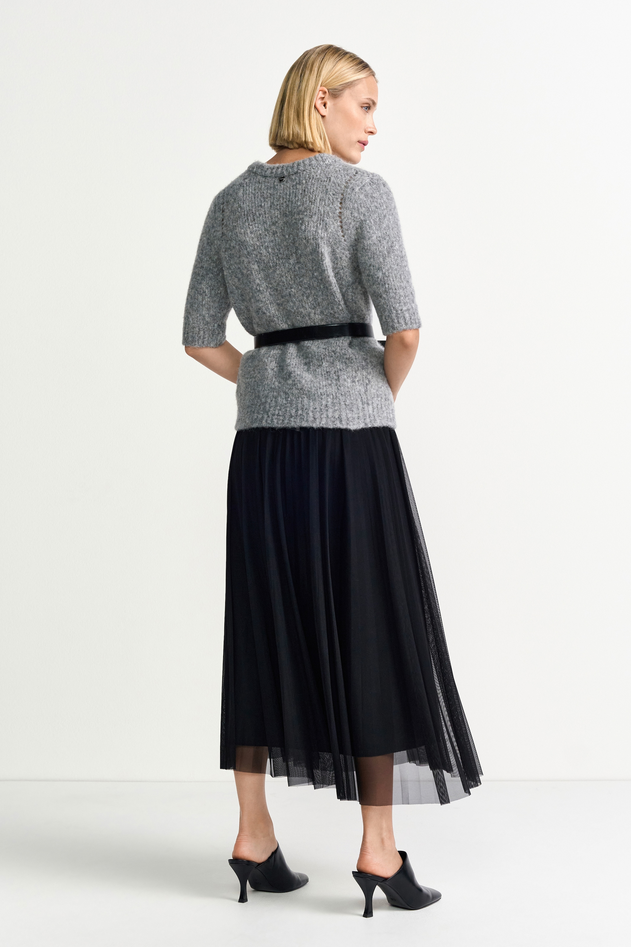 RICHROYAL Plisseerock in Midilänge, mit elastischem Bund, mit Tülleinsatz, A-Linie