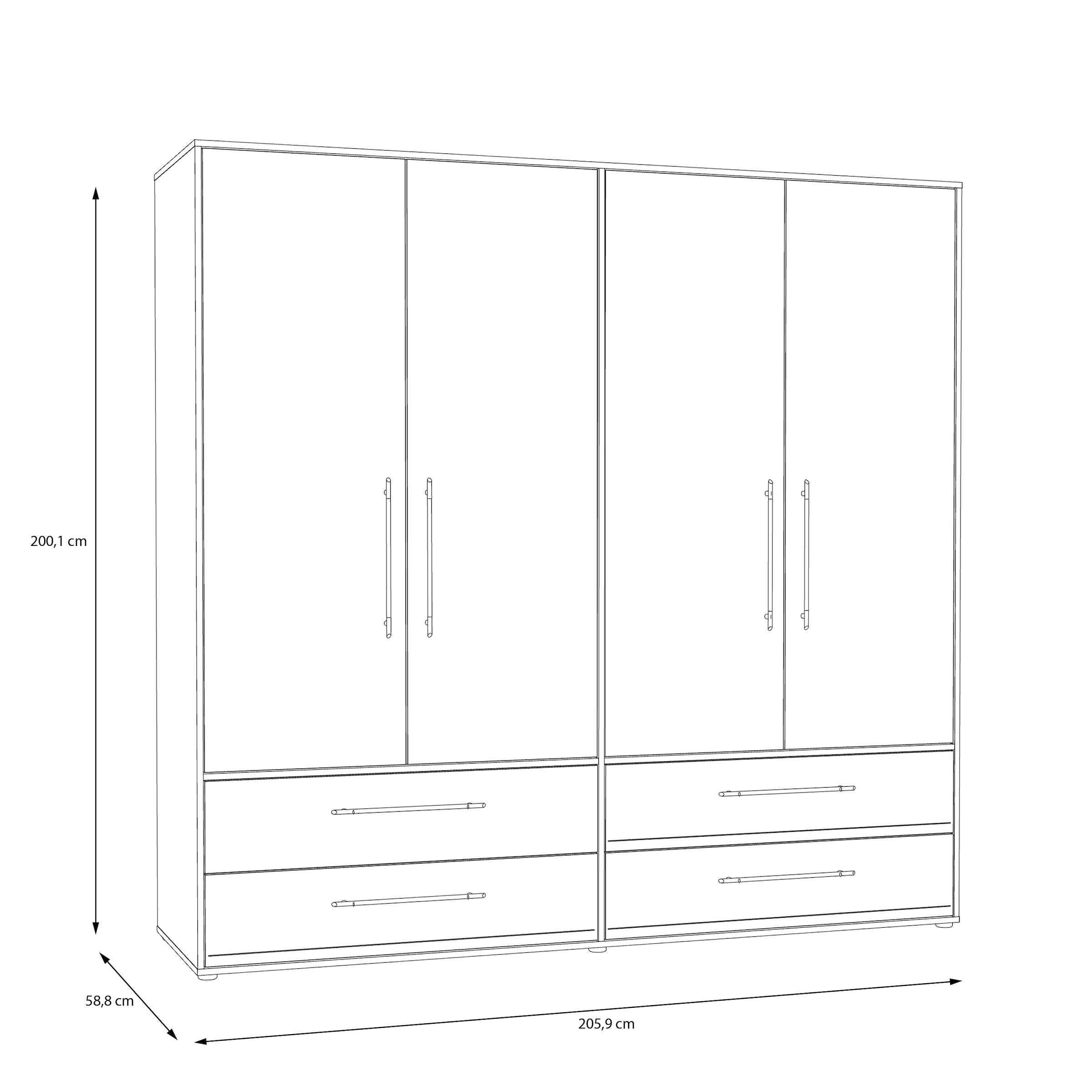 FORTE Kleiderschrank B/H/T ca. 205,9x200,1x58,8cm, 