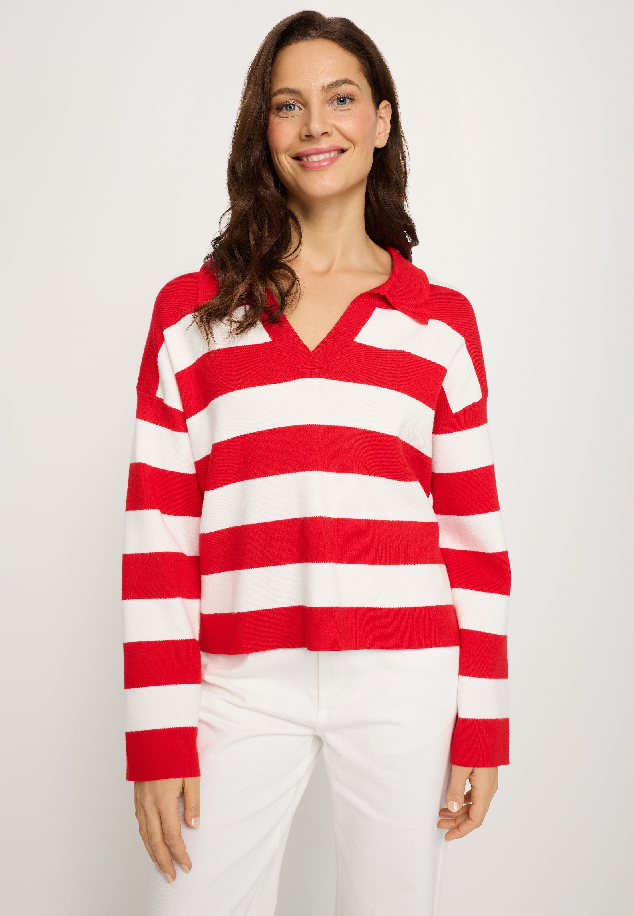Image of LASCANA Polokragenpullover mit Blockstreifen, Strickpullover, casual-sportiv