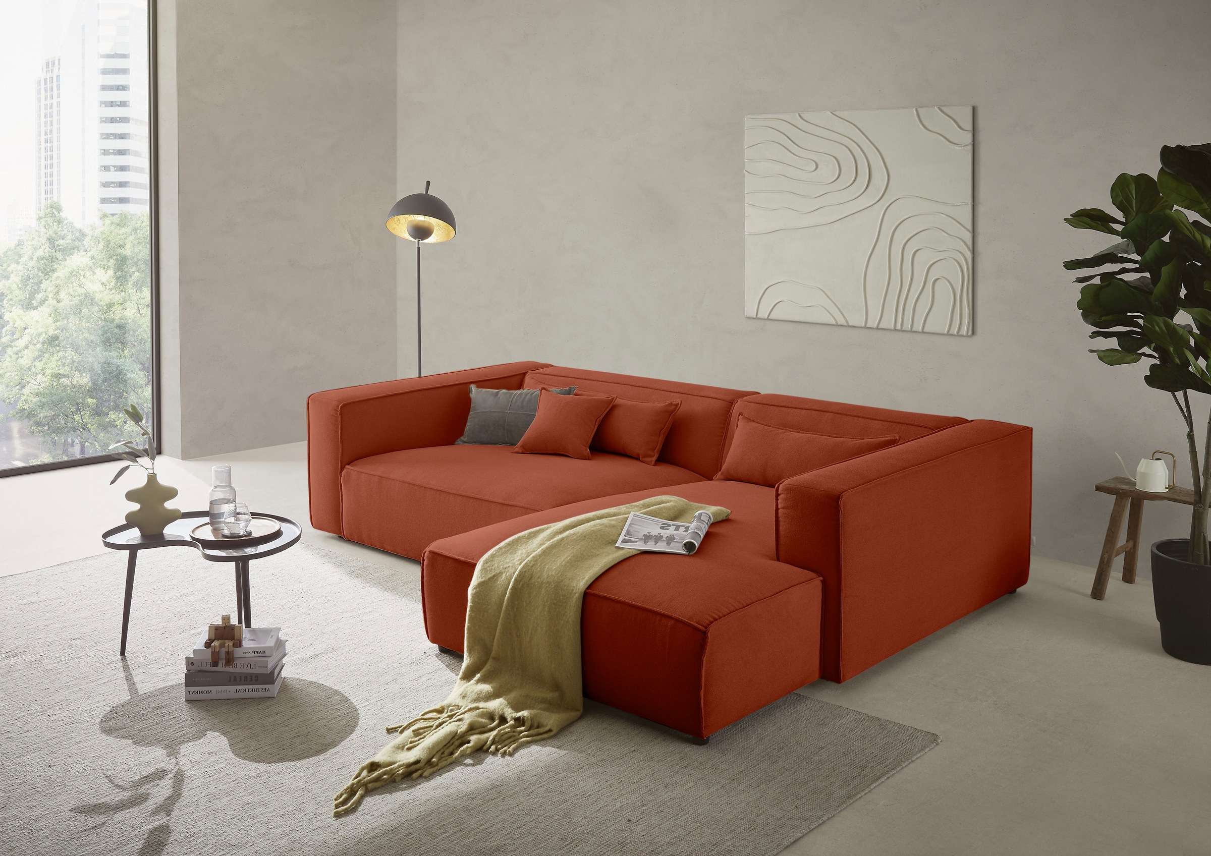 Image of LeGer Home by Lena Gercke Ecksofa "PIARA XXL, Big-Sofa, Cord, Leinenoptik o. Strukturstoff, L-Form" wahlweise Ottomane rechts/links, Kedernaht, extra tiefe Sitzfläche