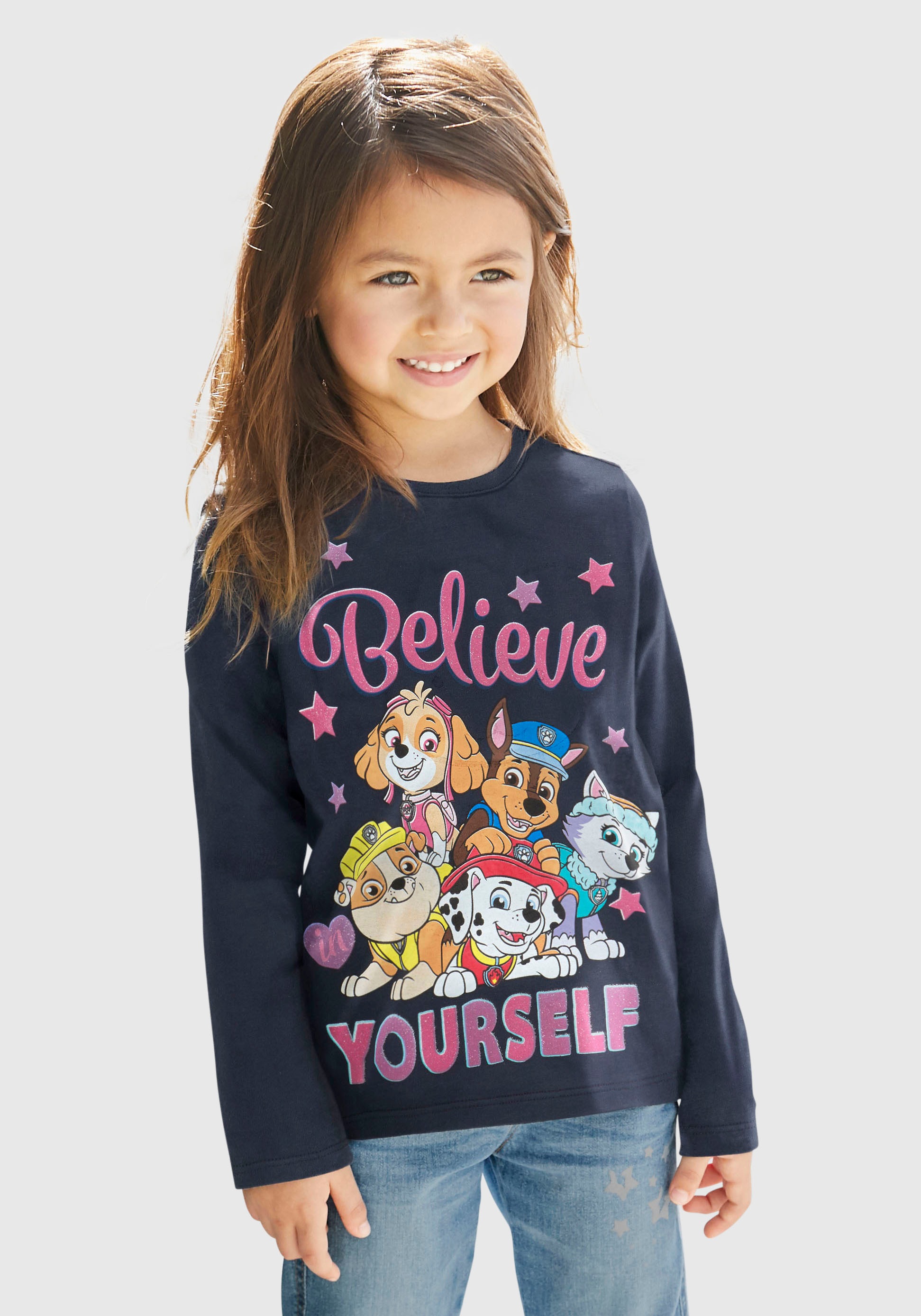 Image of PAW PATROL Langarmshirt »BELIEVE YOURSELF«, Schriftzug mit PAW PATROL Team bei Ackermann Versand Schweiz