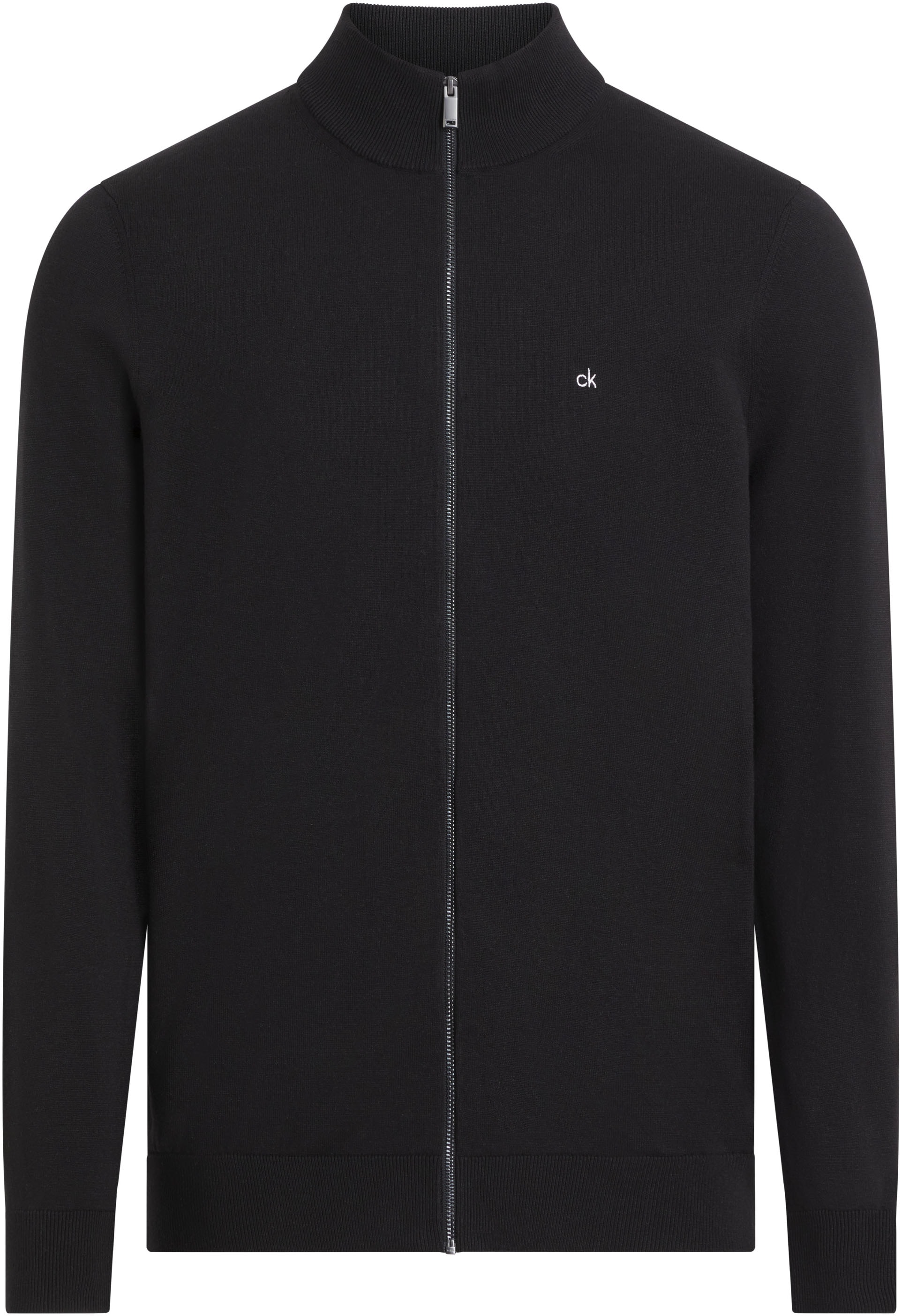 Calvin Klein Stehkragenpullover »COTTON SILK BLEND ZIP JACKET«, mit Logoprint