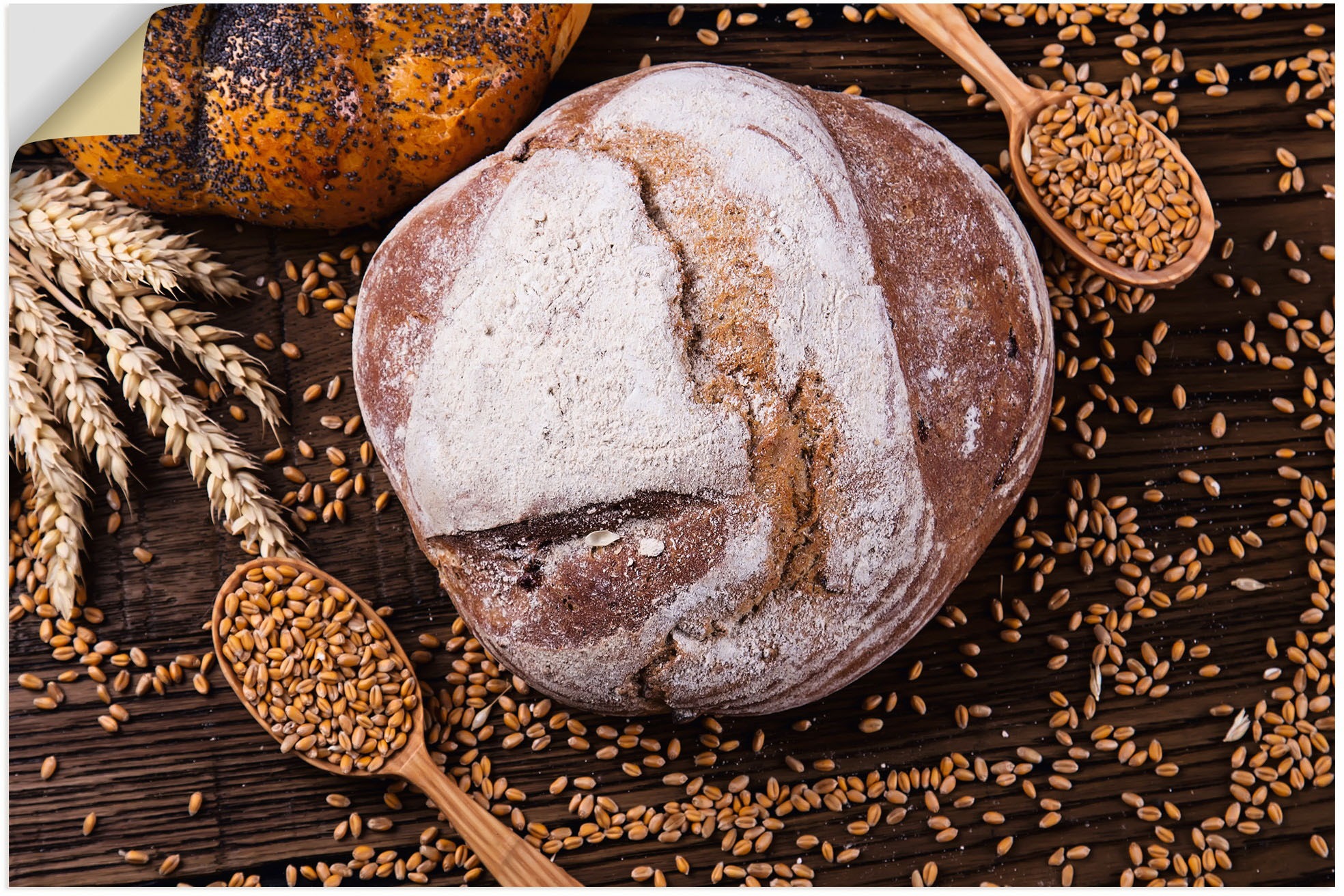 Image of Artland Wandbild »Leckeres Landbrot mit Dekoration«, Getreide, (1 St.), in vielen Grössen & Produktarten - Alubild / Outdoorbild für den Aussenbereich, Leinwandbild, Poster, Wandaufkleber / Wandtattoo auch für Badezimmer geeignet bei Ackermann Versand Sch