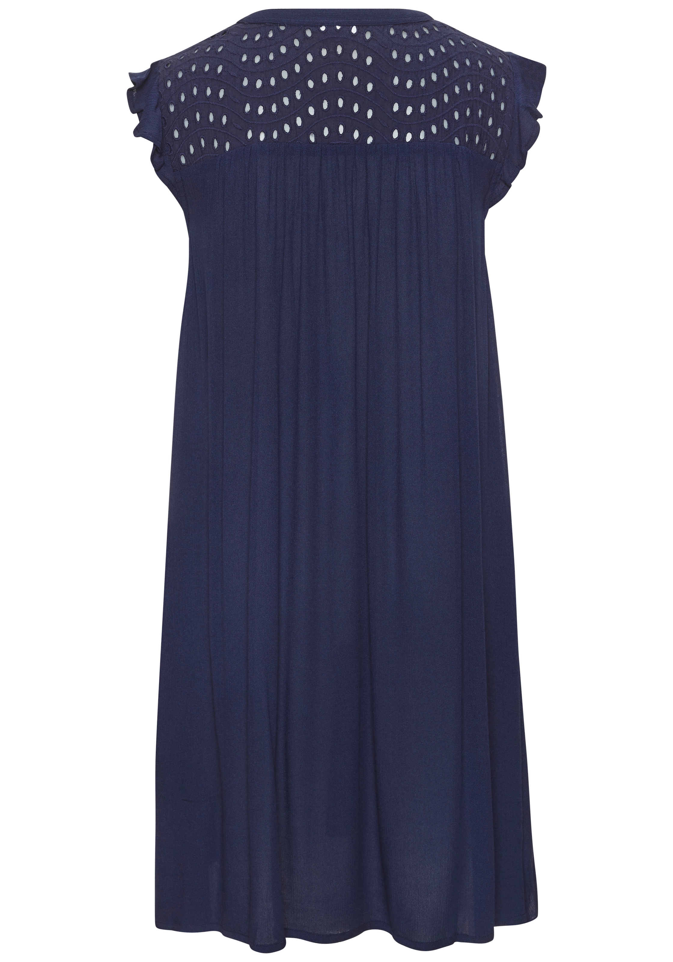 LASCANA Robe tunique »aus gekreppter Viskose mit Spitzeneinsatz« Robe de plage aérée, robe chemisier, paréo de plage, légèrement transparent