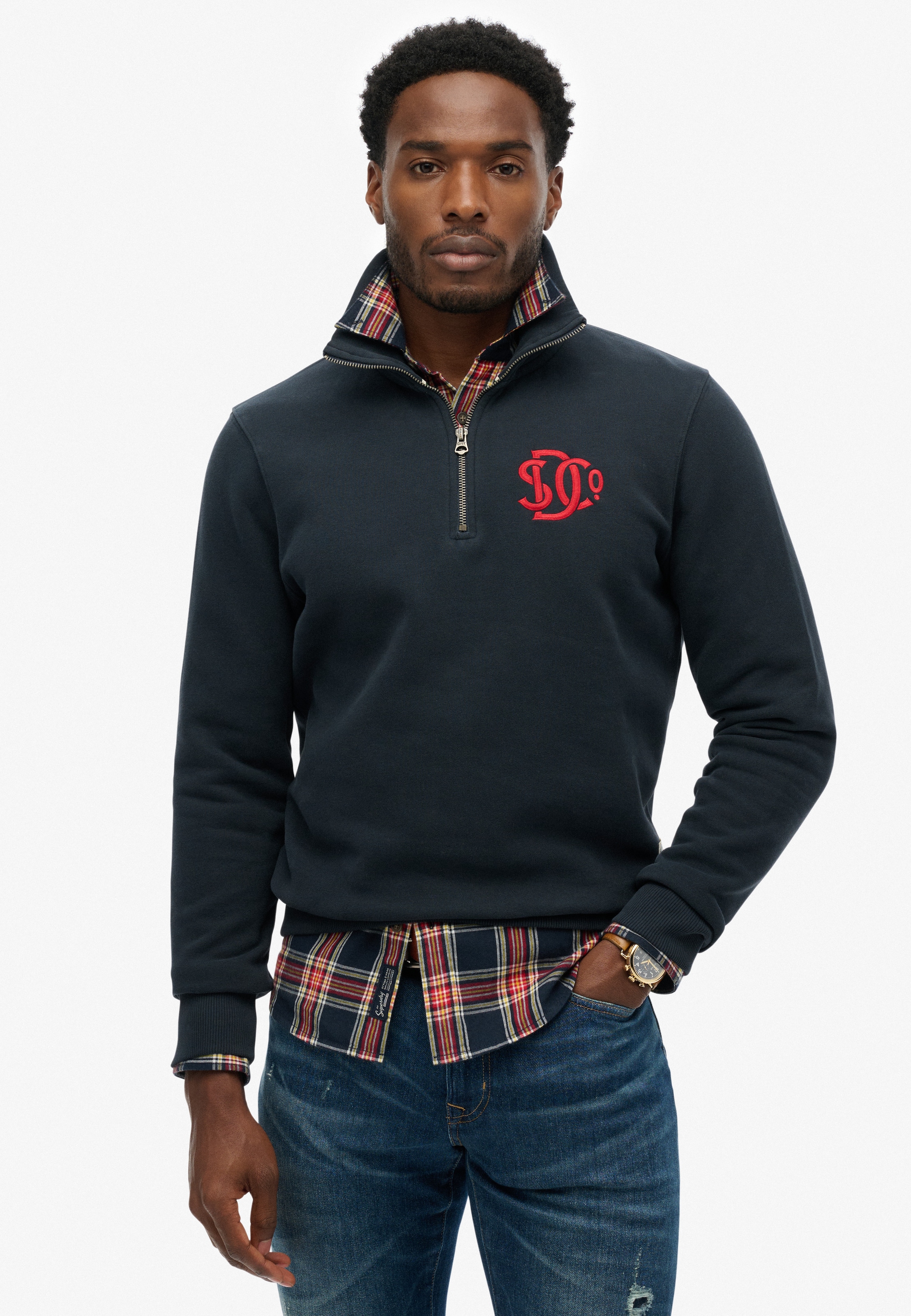 Image of Superdry Sweatshirt "Sd&co Neon Half Zip Track", mit Logodruck, aus Baumwolle, normale Schnittform, pflegeleicht