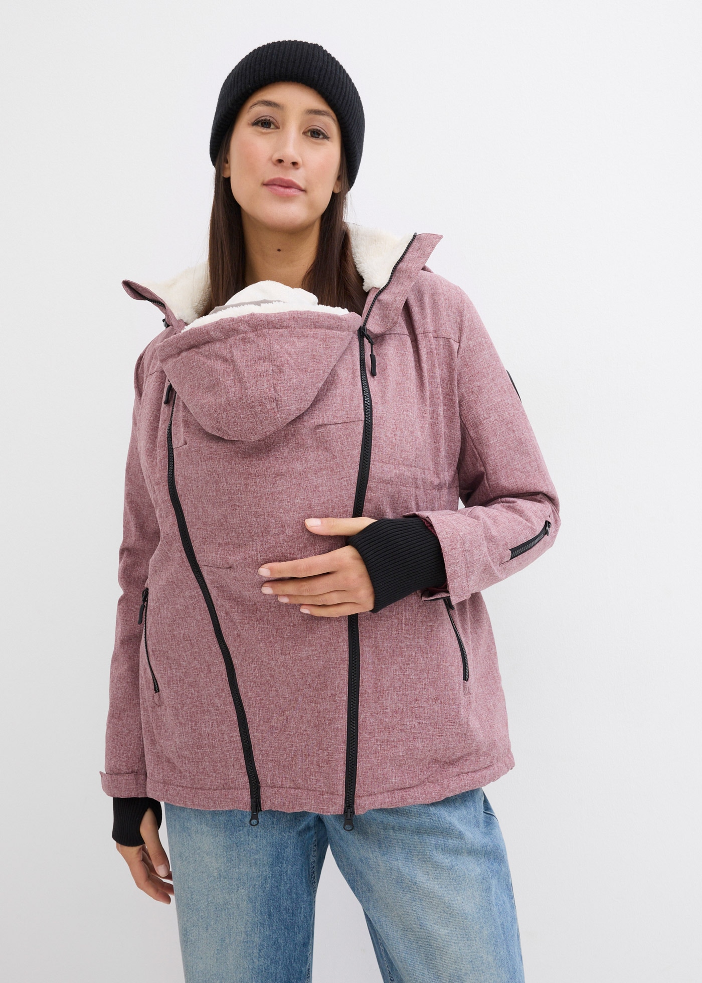 Image of bonprix Umstandsjacke mit Kapuze regen- und windabweisendes Obermaterial, herausnehmbarer Trageeinsatz