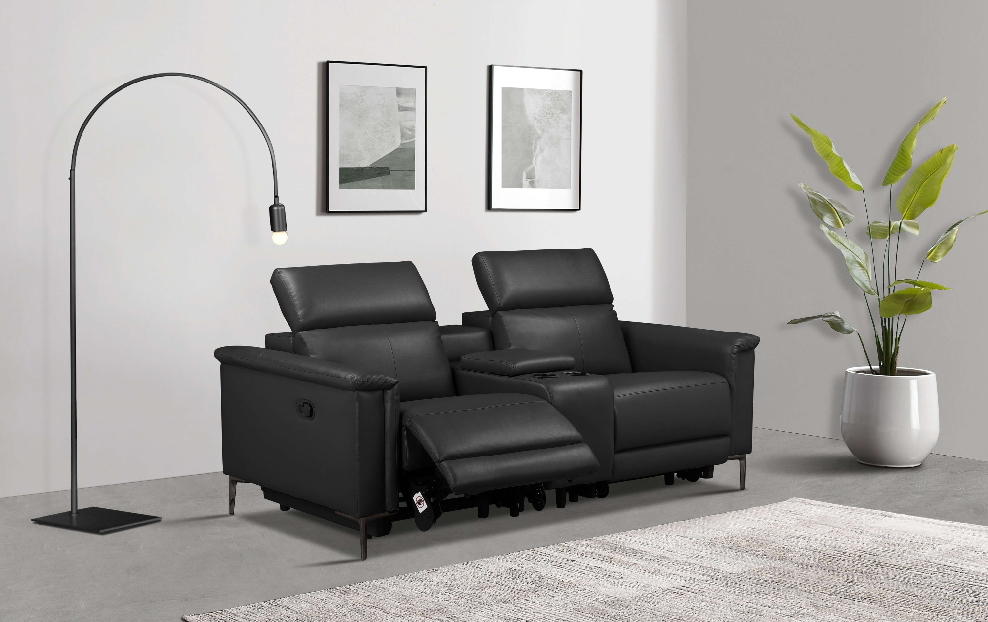 GOODproduct 2-Sitzer »LUND, Naturleder, Kinosofa, Relaxfunktion, TV-Sessel, man./elektrisch« elektr. mit USB-A, Kopfteilverstellung, Getränhalter u. Staufach