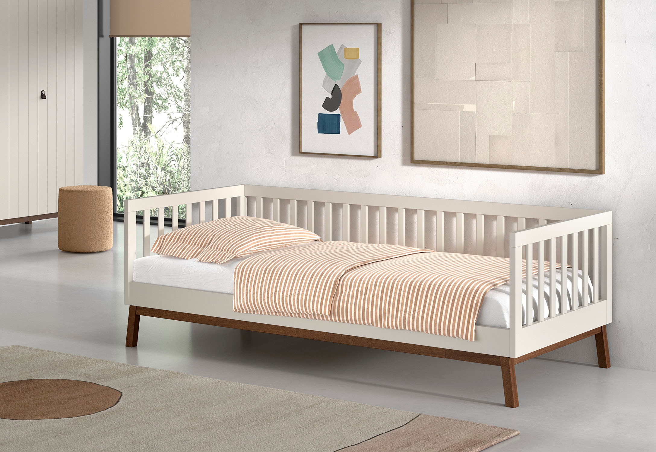 Vipack Daybett »Sesan, mit Sprossenumrandung in zeitlosem Design« (B/H/T ca. 205x70x95,7cm) inkl. Rolllattenrost,  universell einsetzbar, wahlweise in 2 zwei Farben erhältlich